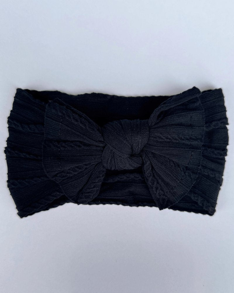 Solid Knit Nylon Headband - Black