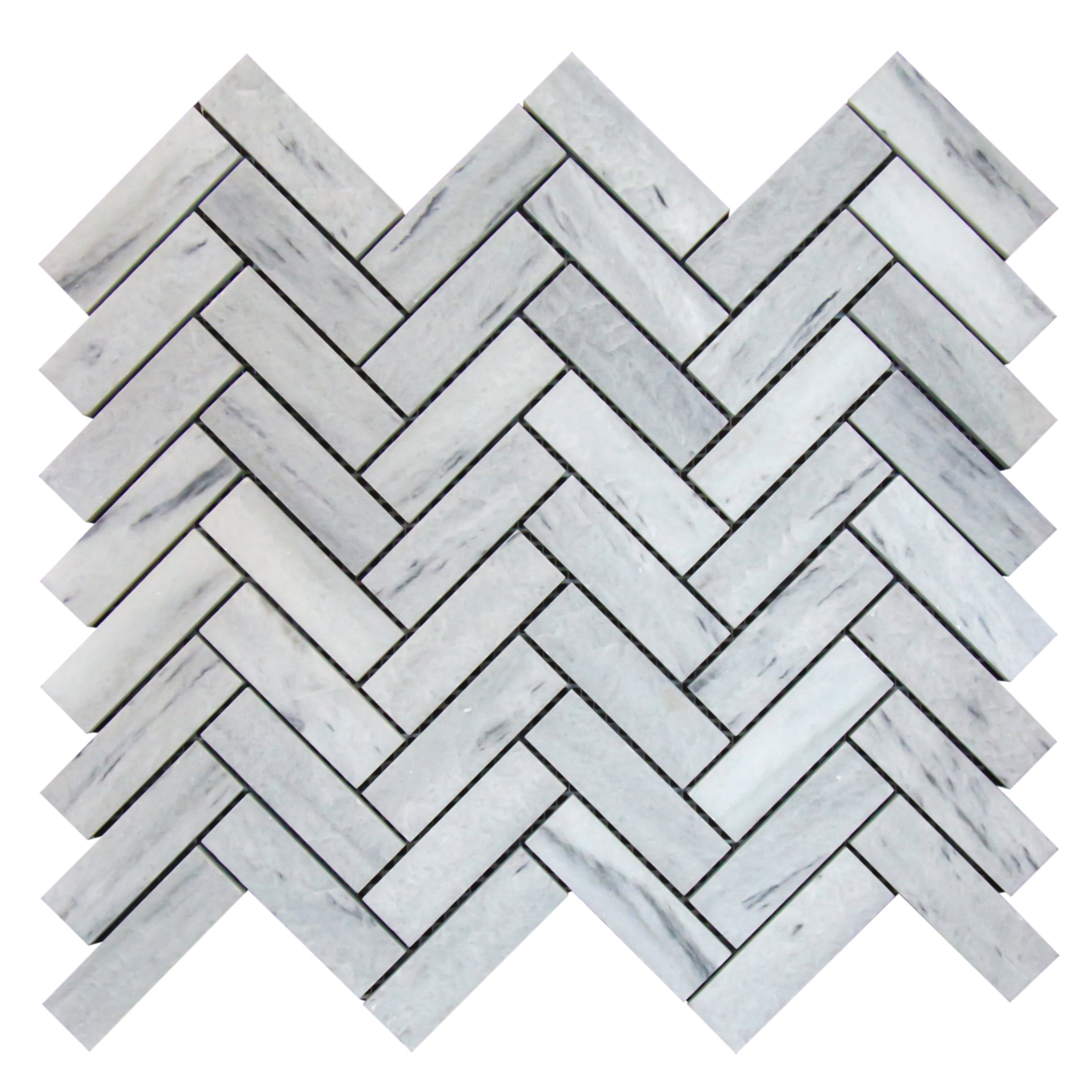Solto White 1"x3" Herringbone on 12" x 12" Mesh Mosaic Tile - Belair Collection