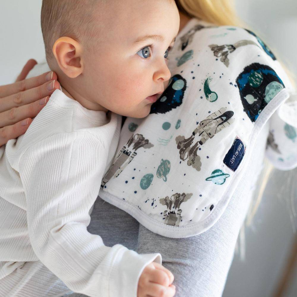 Space + Galaxy Oh So Soft Muslin Burp Cloths Burp Cloths Bebe au Lait   