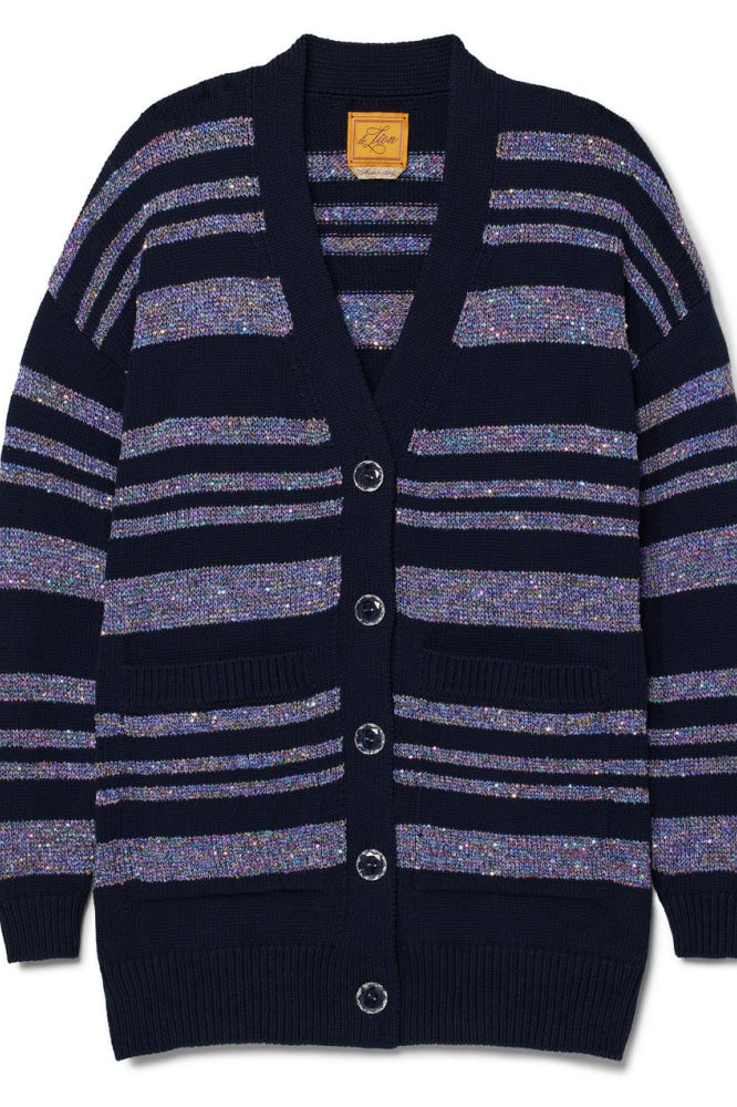 Sparkle Stripe Lizzie Cardigan - Navy