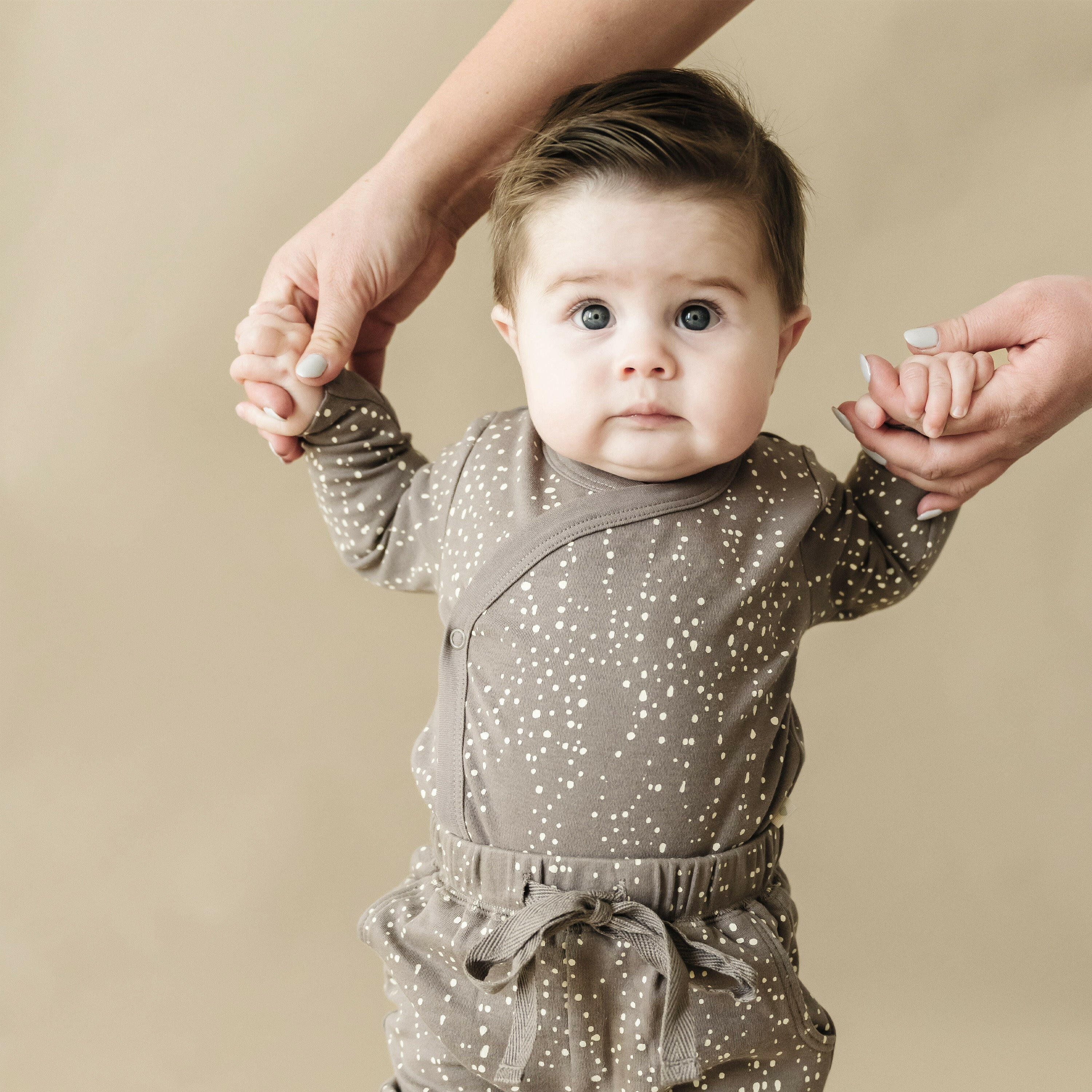 Organic Baby Onesie & Pants Outfit - Speckle Kimono Pant Set Makemake Organics   