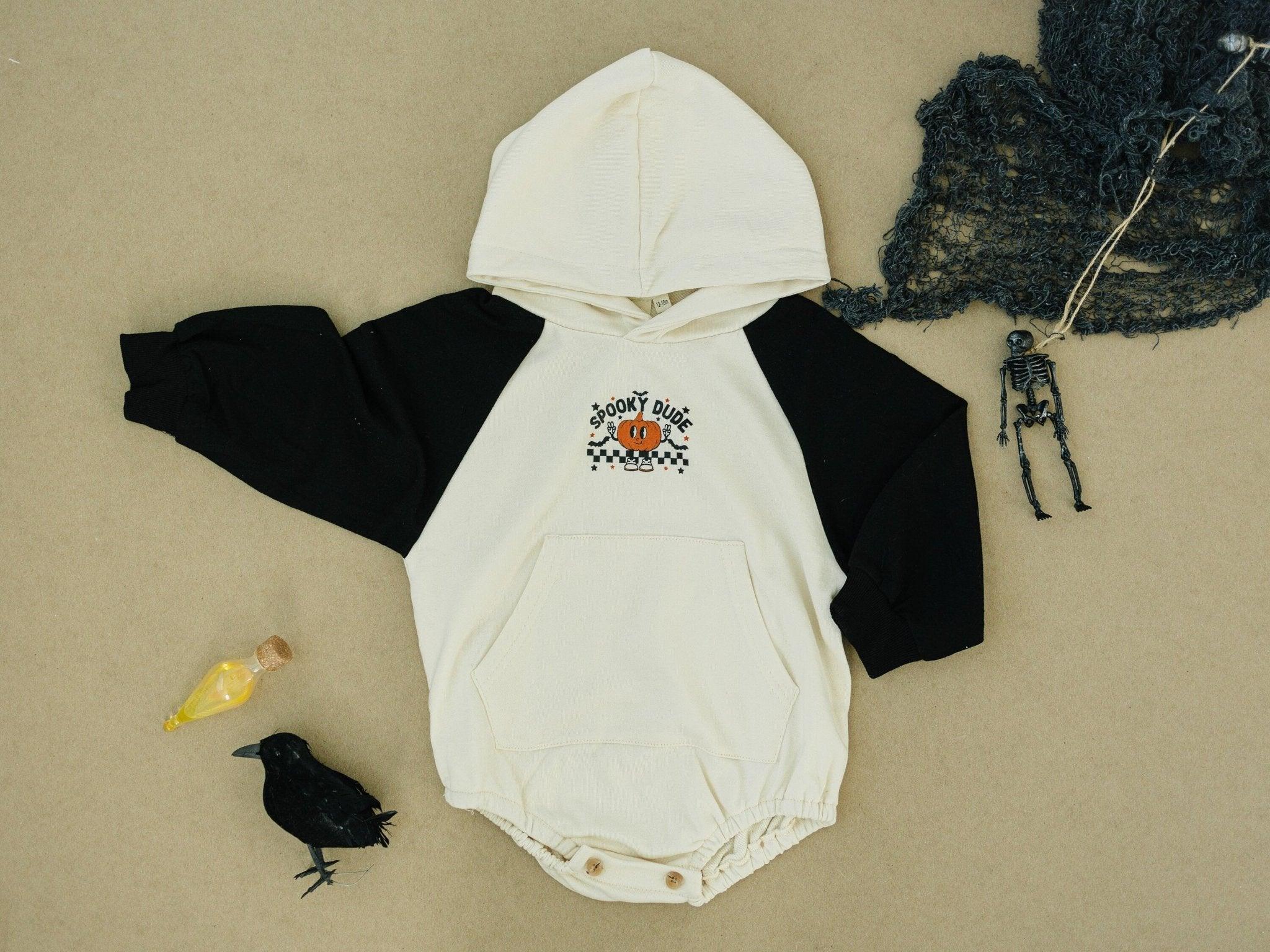 Spooky Dude Hooded Sweatshirt Romper