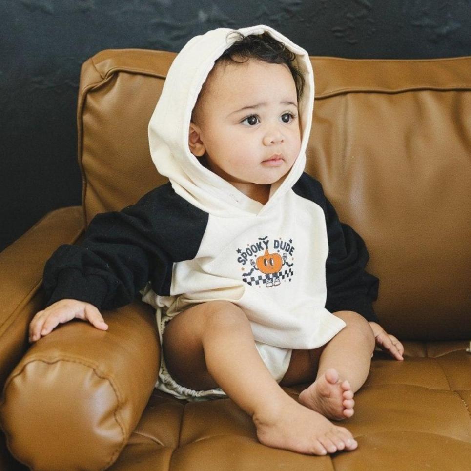 Spooky Dude Hooded Sweatshirt Romper