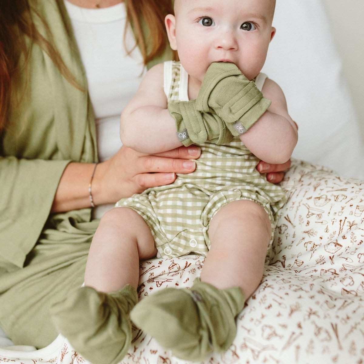STAY ON BOOTS | ARTICHOKE — Bamboo Organic Cotton Blend, 0–12M
