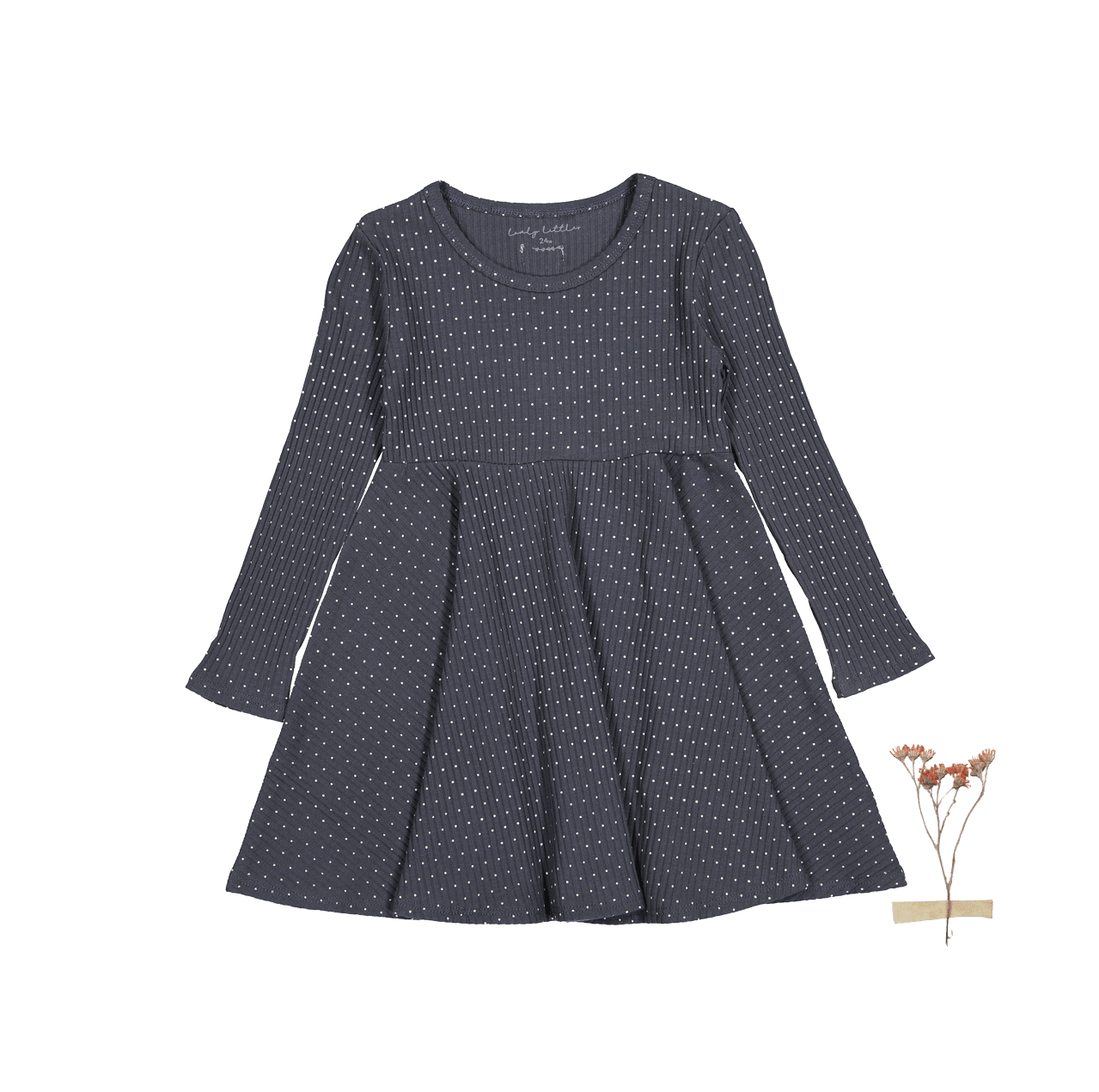 The Printed Long Sleeve Dress - Steel Dot