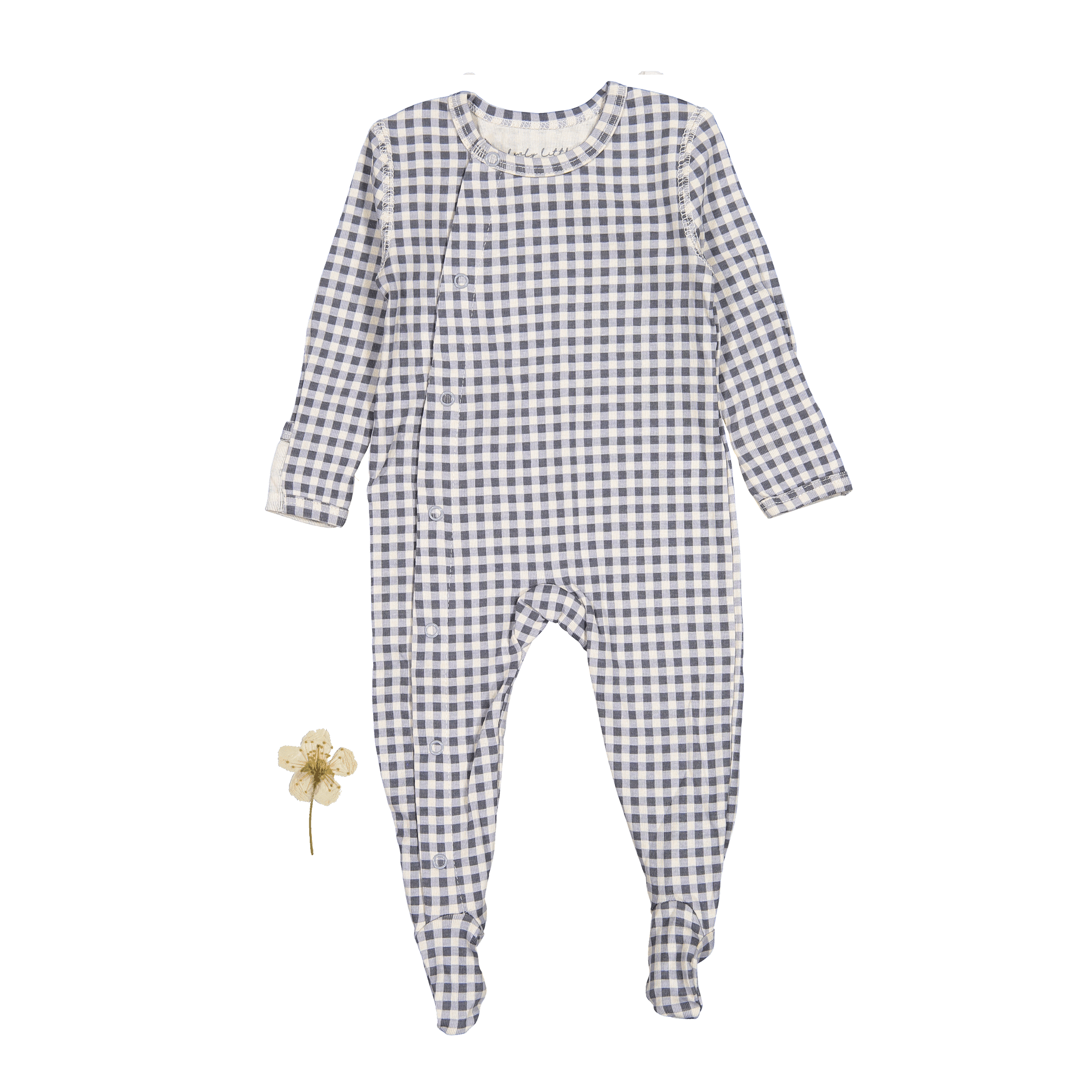 The Printed Snap Romper - Steel Gingham