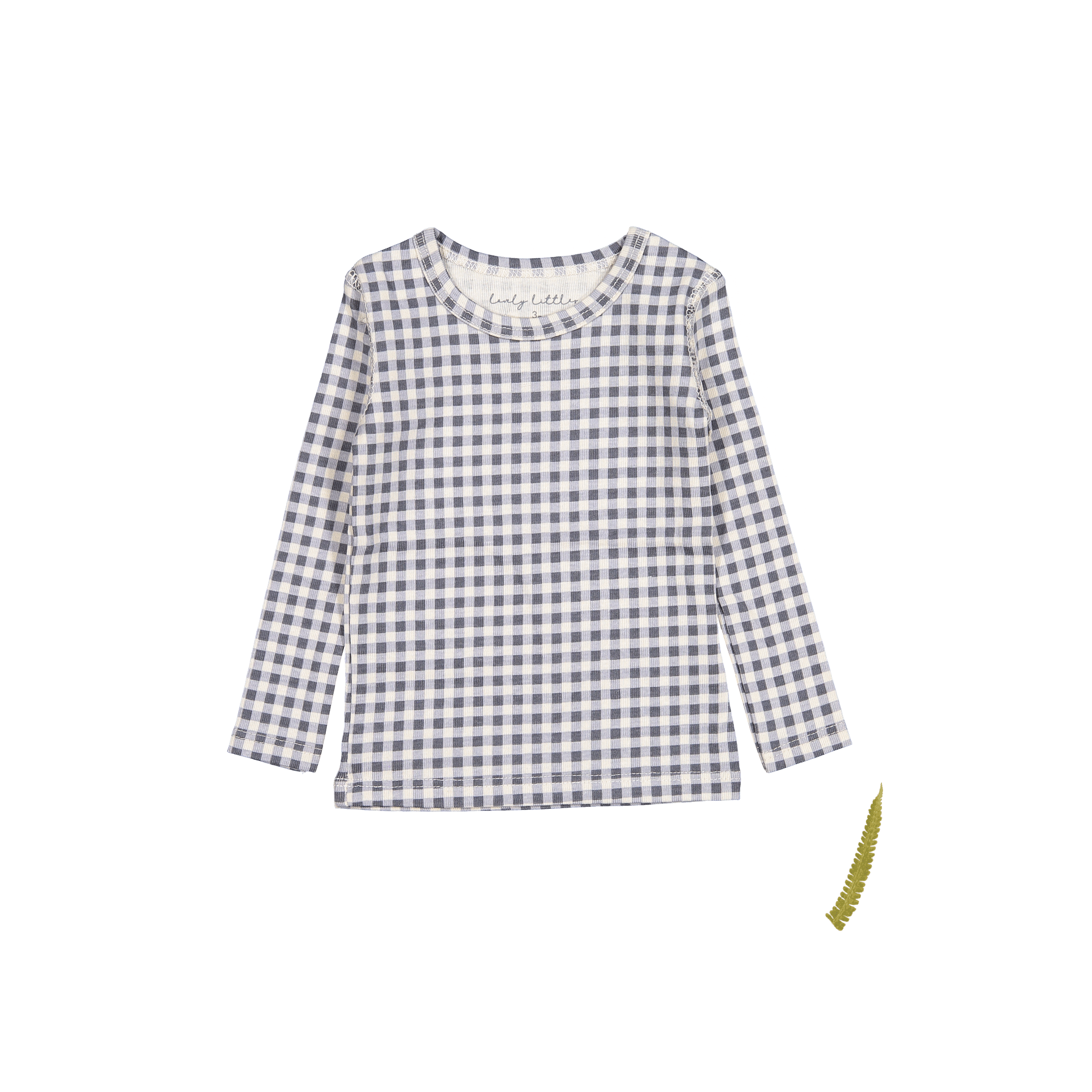 The Printed Long Sleeve Tee - Steel Gingham