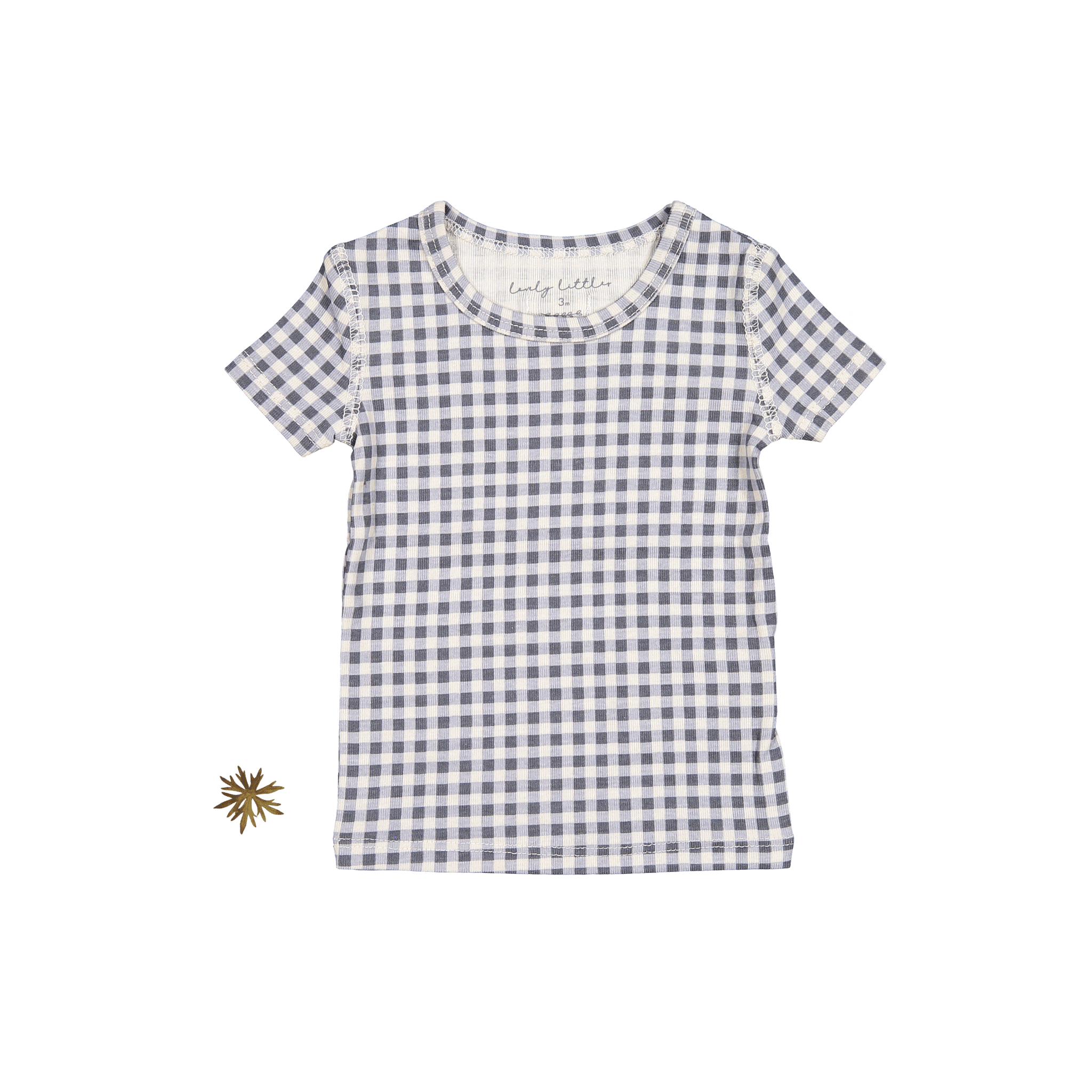 The Printed Short Sleeve Tee - Steel Gingham