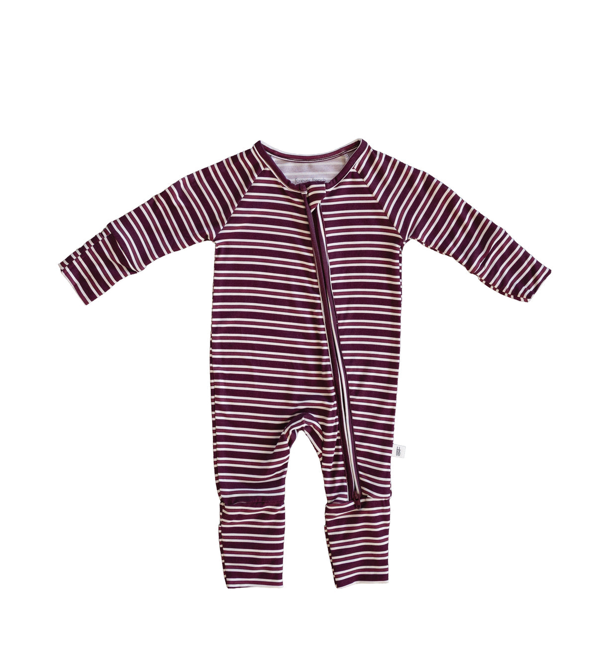 Bamboo Zip Pajamas | Maroon Stripe