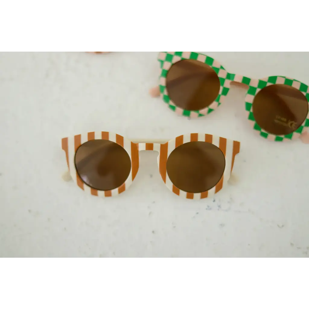 Striped Baby Sunnies for Kids | White/Brown