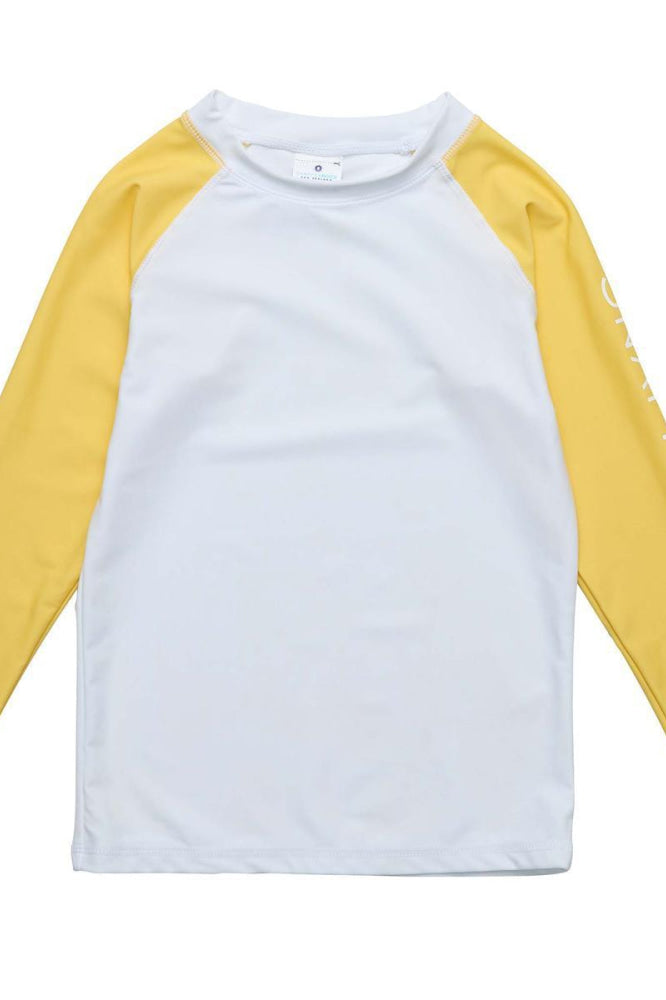 Sustainable LS Rash Top - White & Yellow