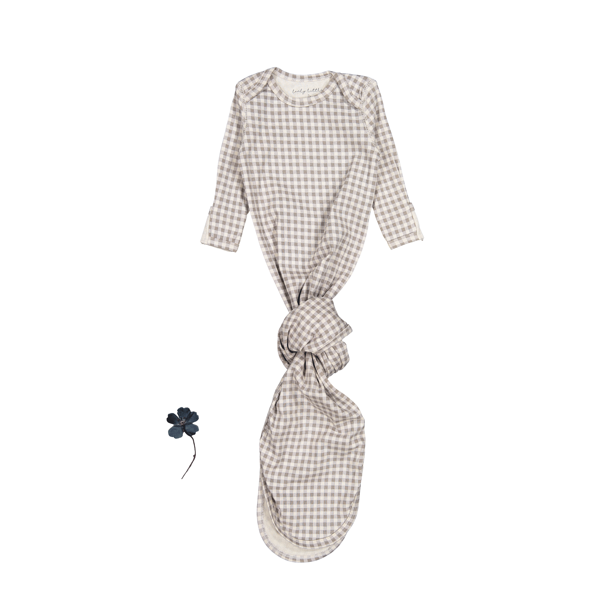 The Printed Baby Gown - Taupe Gingham