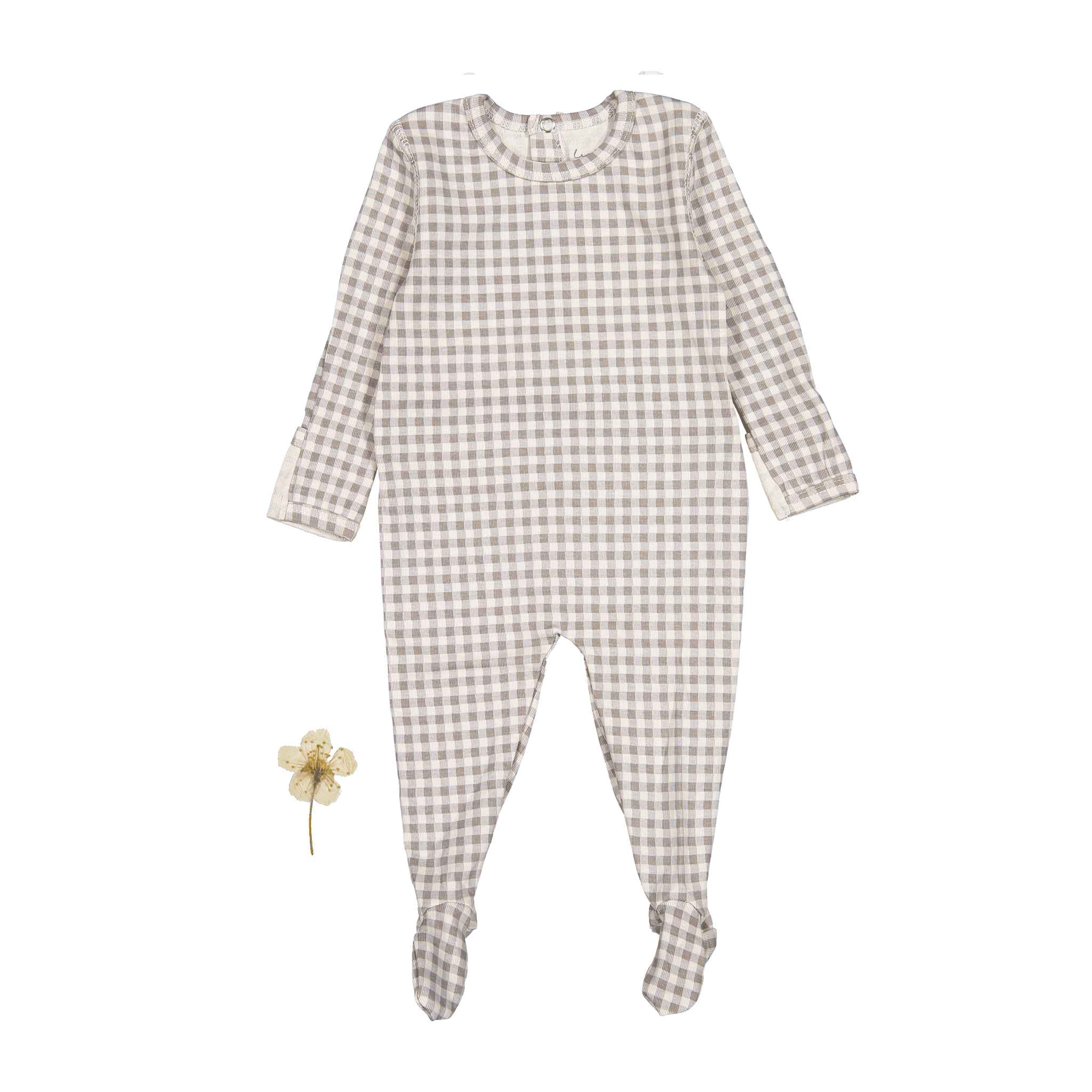 The Printed Romper - Taupe Gingham