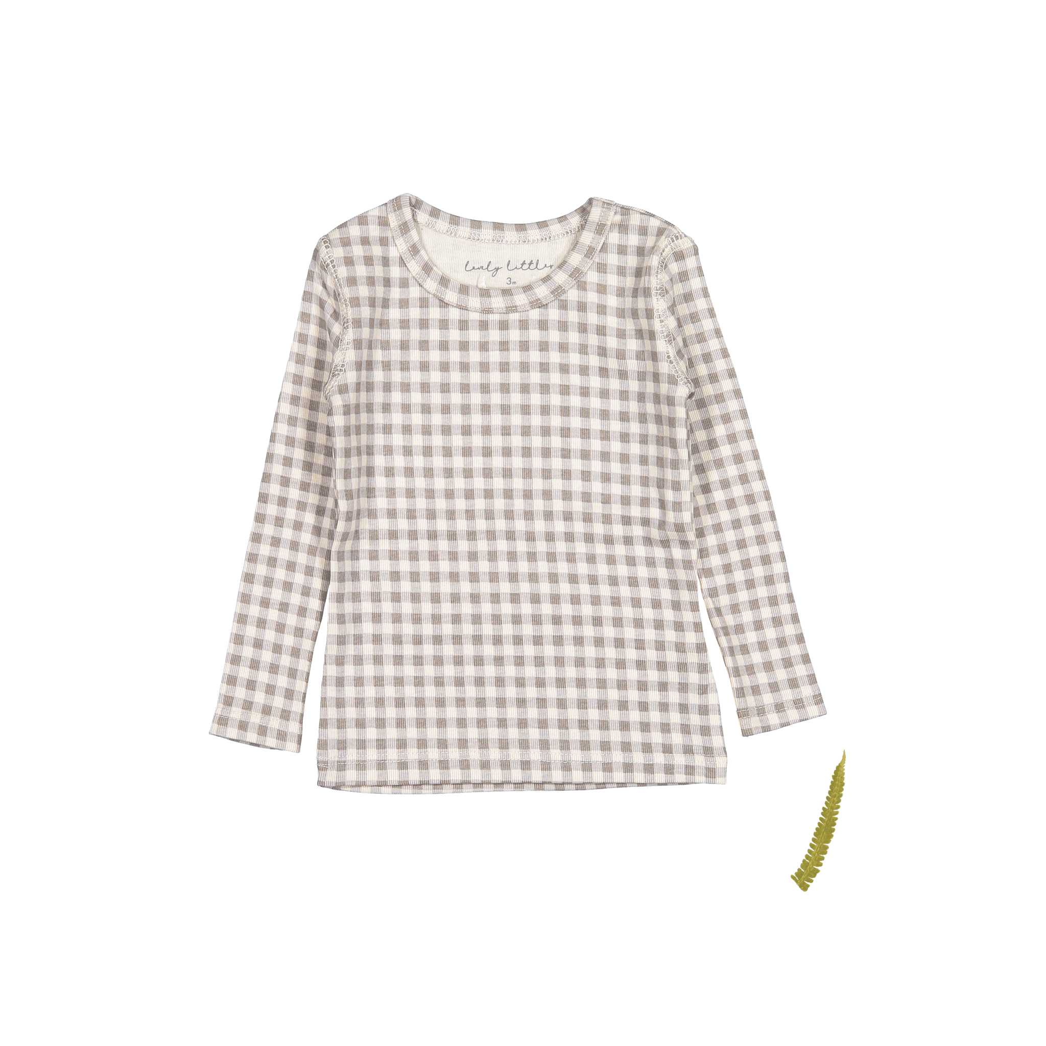 The Printed Long Sleeve Tee - Taupe Gingham