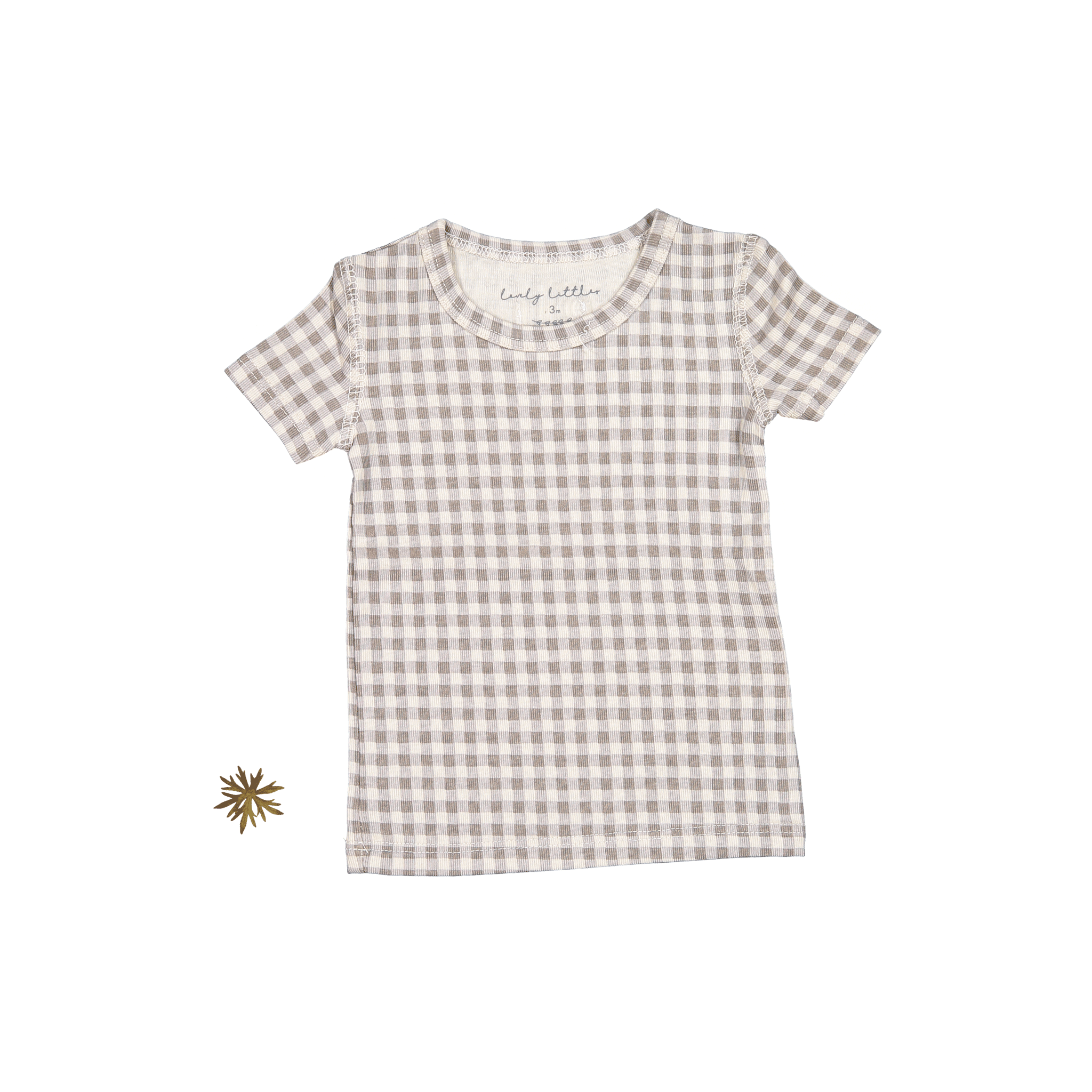 The Printed Short Sleeve Tee - Taupe Gingham