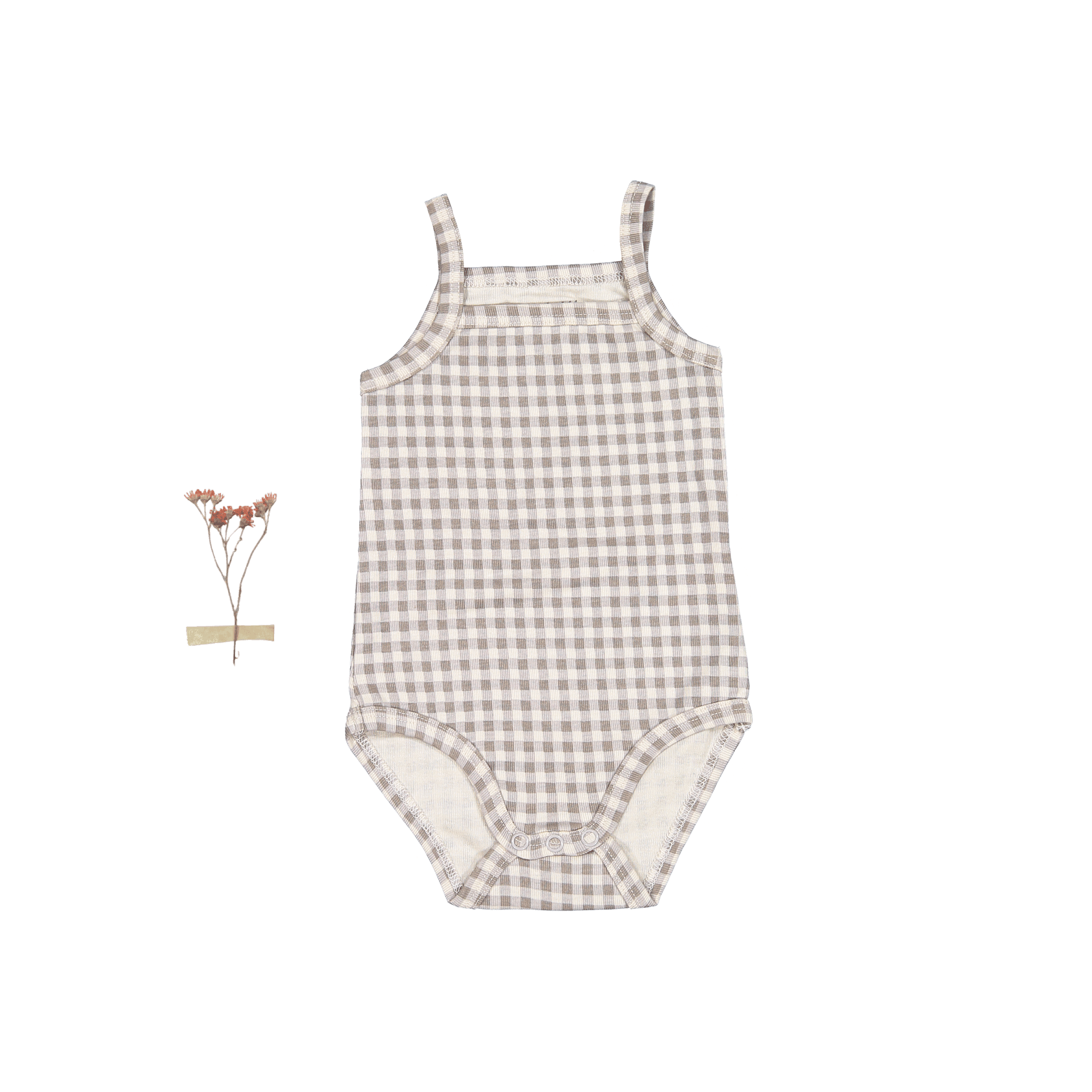 The Printed Tank Onesie - Taupe Gingham