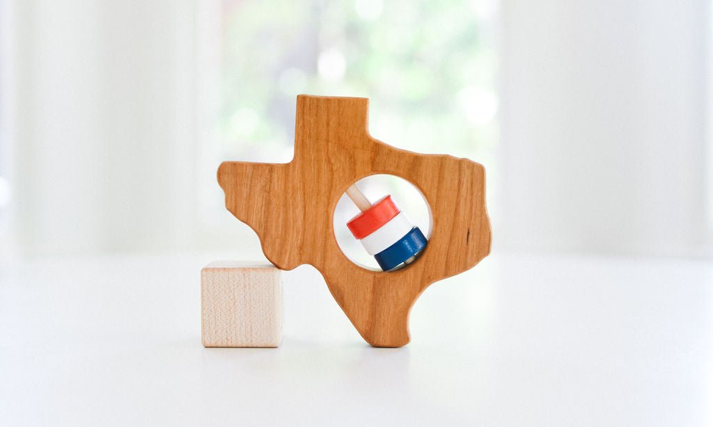 Texas State Wooden Baby Rattle™ Rattles Bannor Toys   