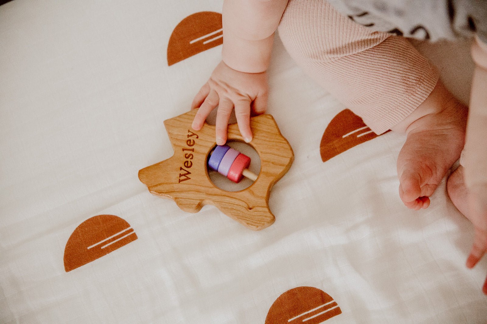 Texas State Wooden Baby Rattle™ Rattles Bannor Toys   