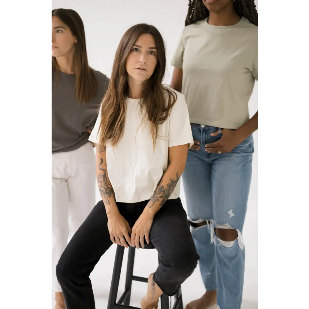 Mom Crop in Bone White