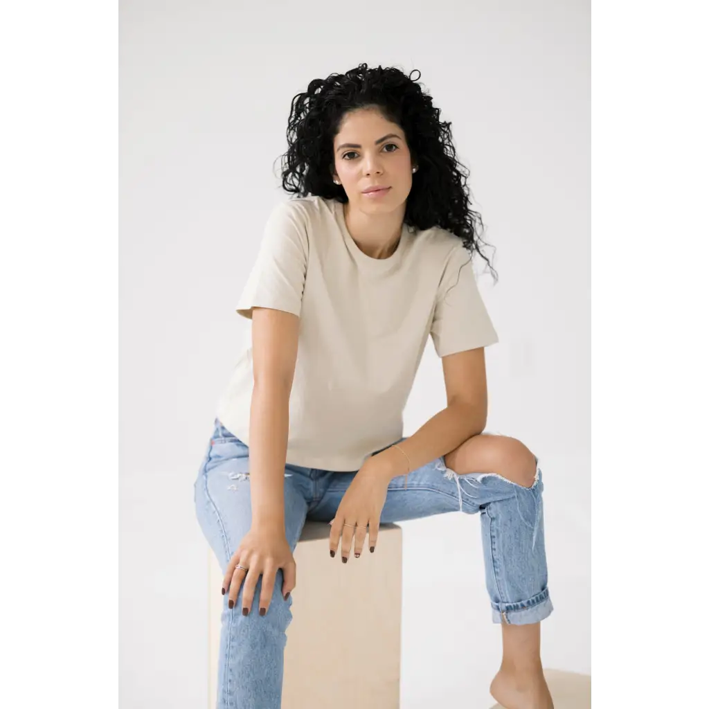 Mom Crop in Bone White