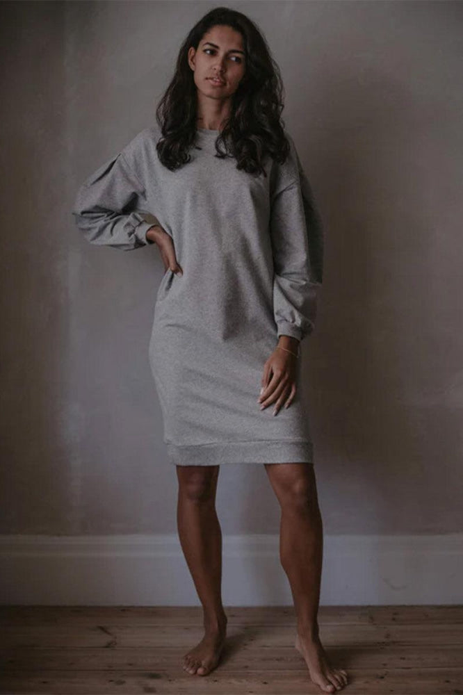 The Women's Oversized Sweater Dress - Gray Melange