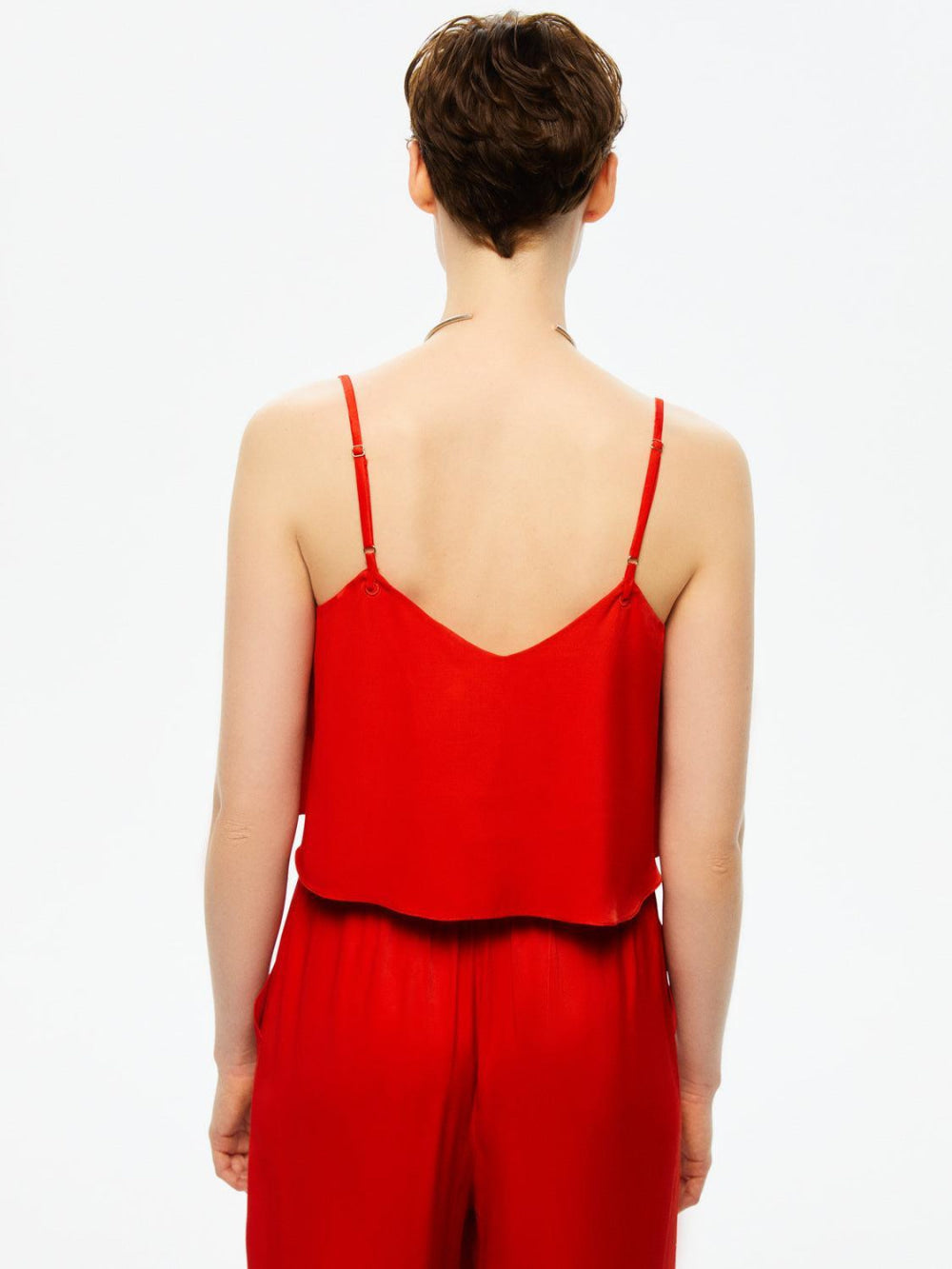 Thin Strap Crop Top - Red