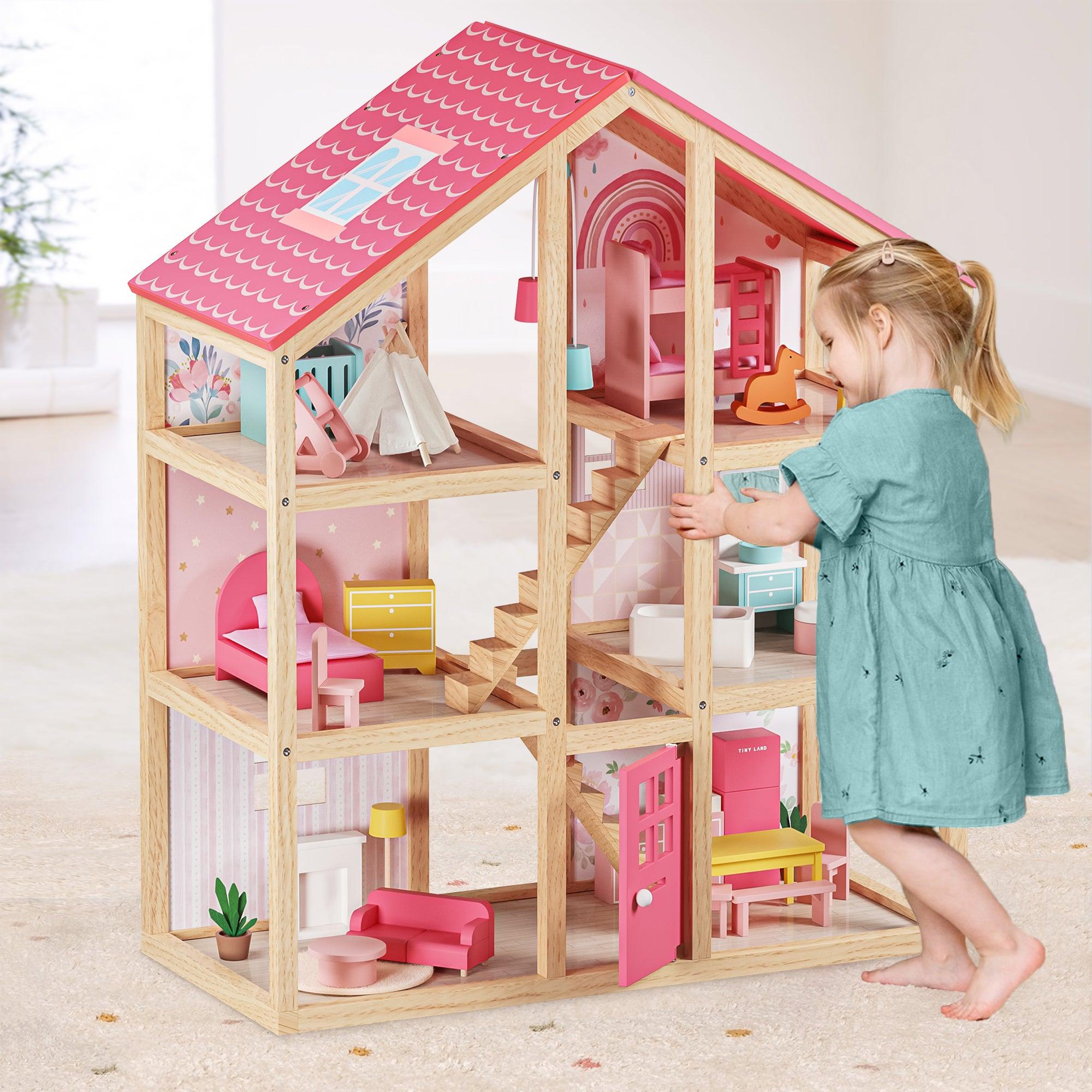 Tiny Land® Love Dollhouse with 30 Furniture Dollhouse Tiny Land   