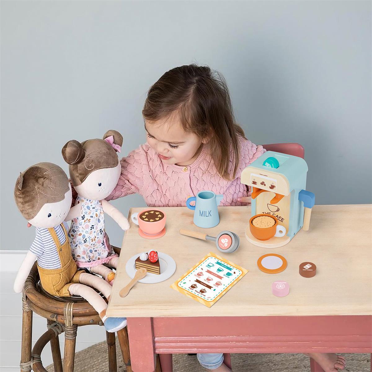 Tiny Land® Wooden Kids Play Coffee Maker Set Toy Cookware Tiny Land   