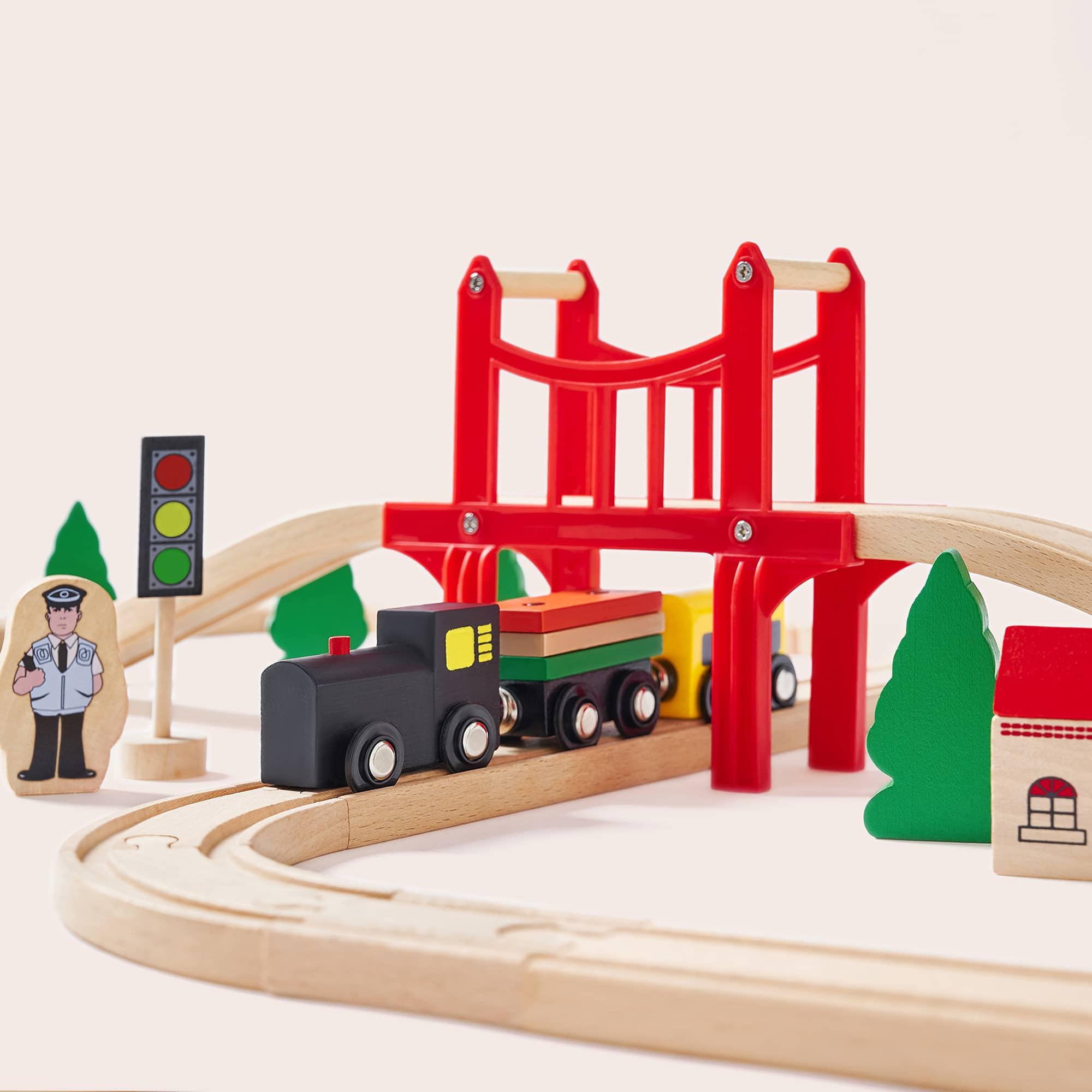 Tiny Land® Wooden Train Set for Children 39 Pcs Toy Tiny Land   