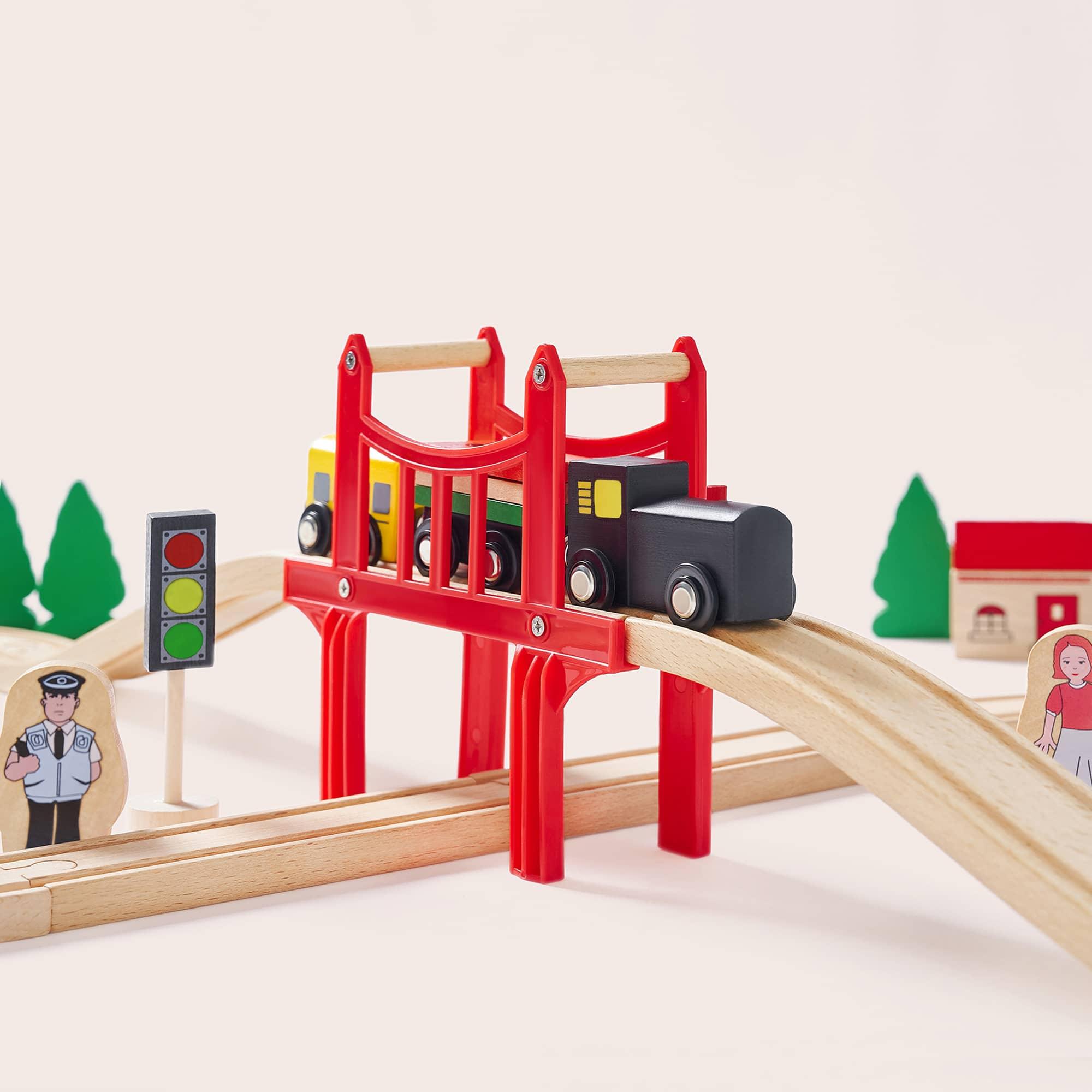 Tiny Land® Wooden Train Set for Children 39 Pcs Toy Tiny Land   