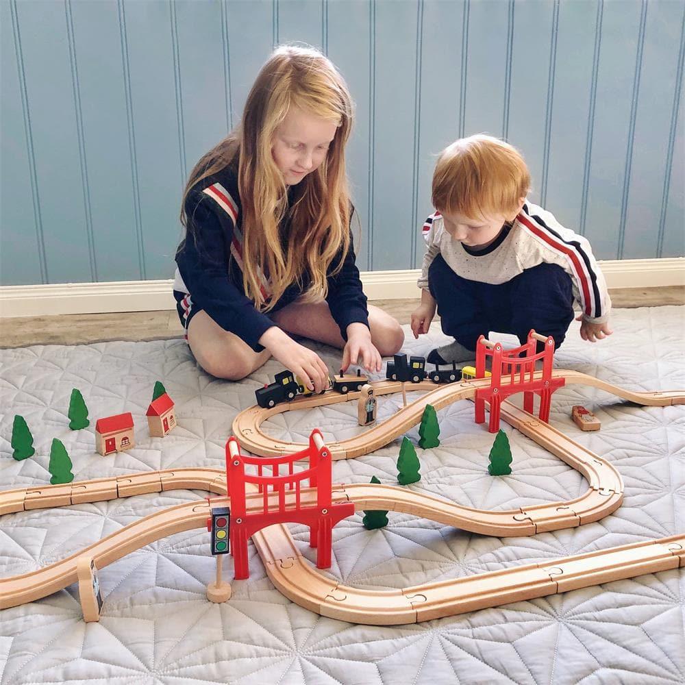 Tiny Land® Wooden Train Set for Children 39 Pcs Toy Tiny Land   