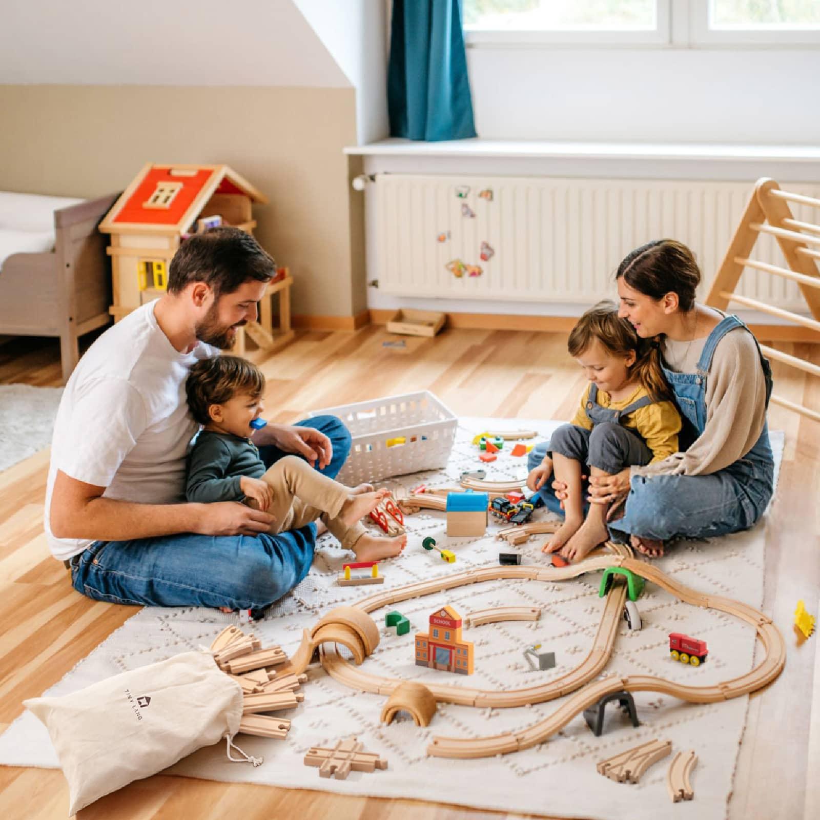 Tiny Land® Wooden Train Tracks Set (52 pcs) wooden toys Tiny Land   