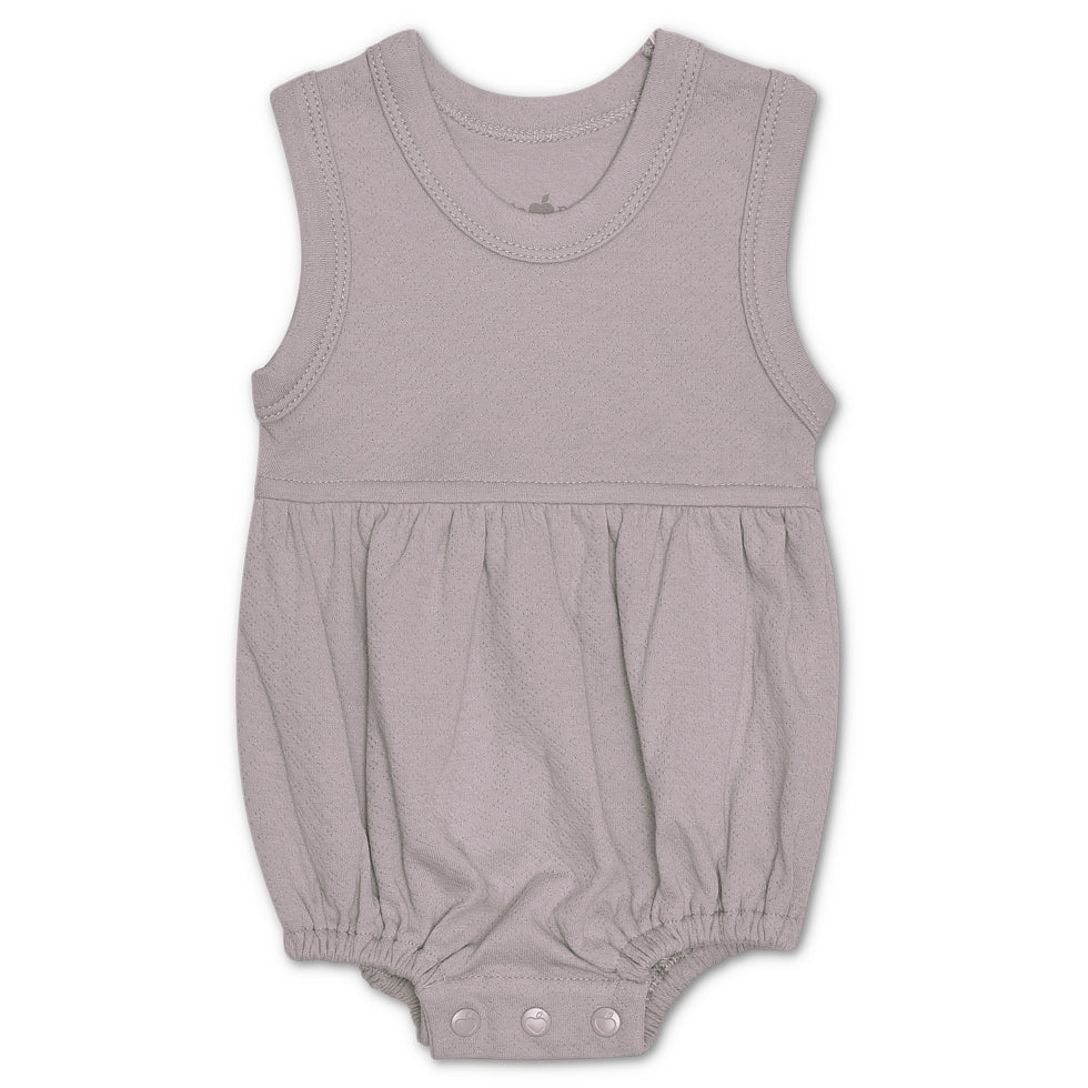 Organic Cotton Bubble Romper –Grey Pointelle