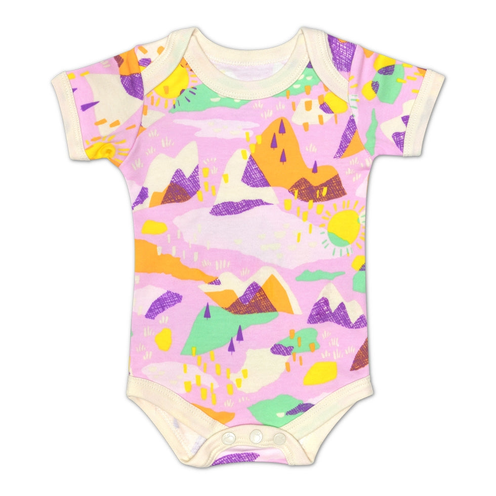 Essential Organic Onesie – Pink Mountain
