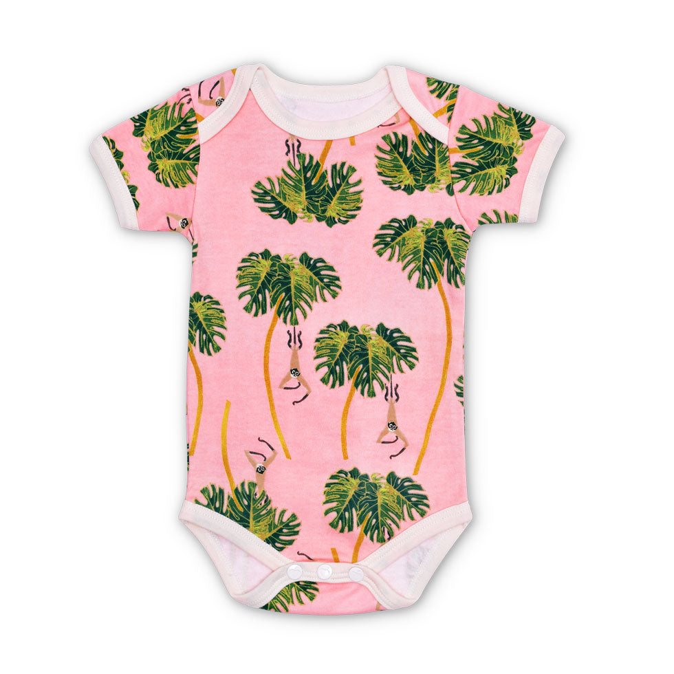 Lala Curio Essential Onesie - Dancing Palms Pink