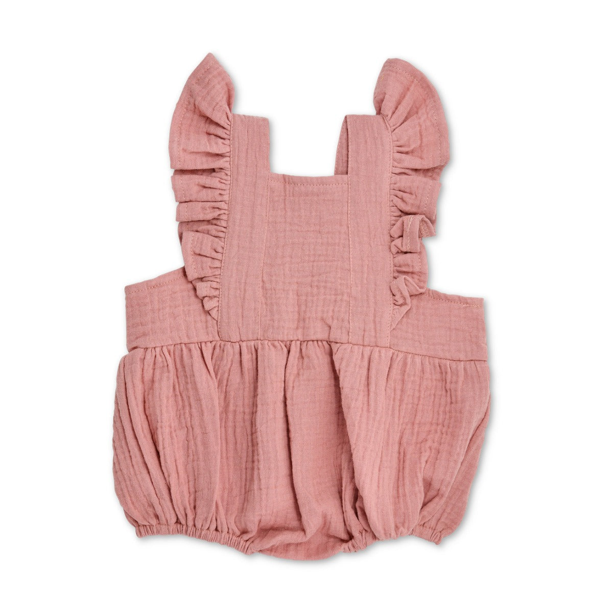 Muslin Flutter Sleeve Romper - Terra Cotta