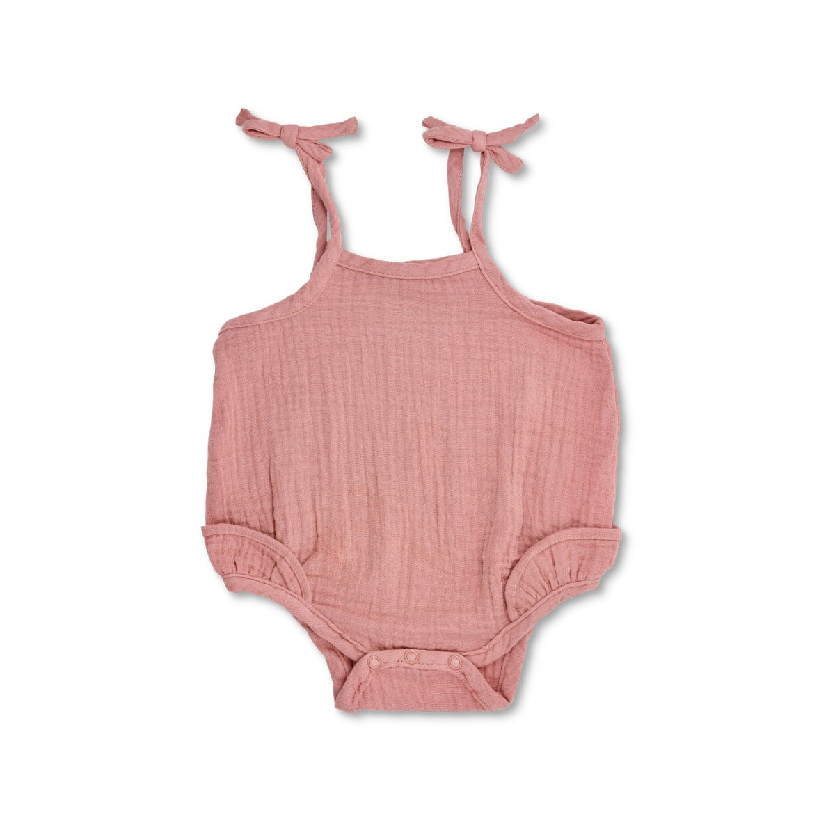 Muslin Ruffle Romper With Ties - Terra Cotta