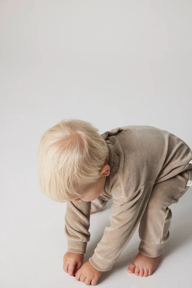 Organic velour sweatshirt - Stone