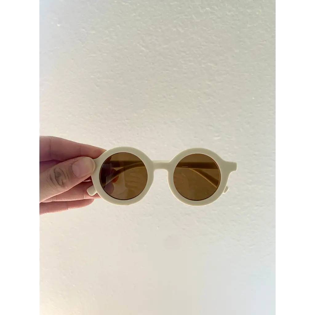 Round Retro Sunglasses for Kids | Ivory