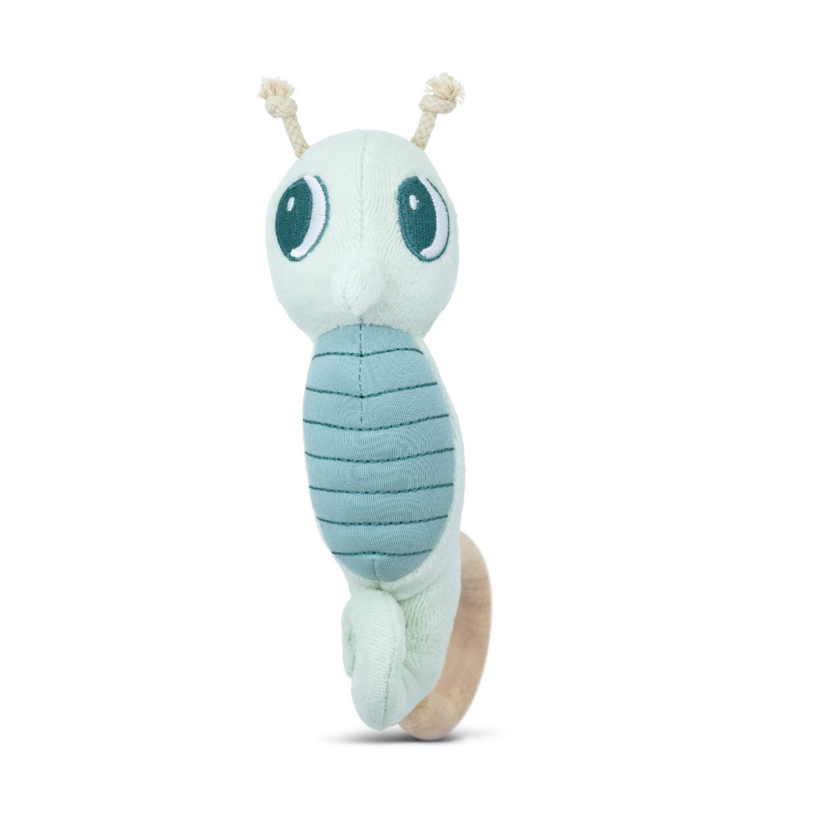 Teal Seahorse Teething Rattle