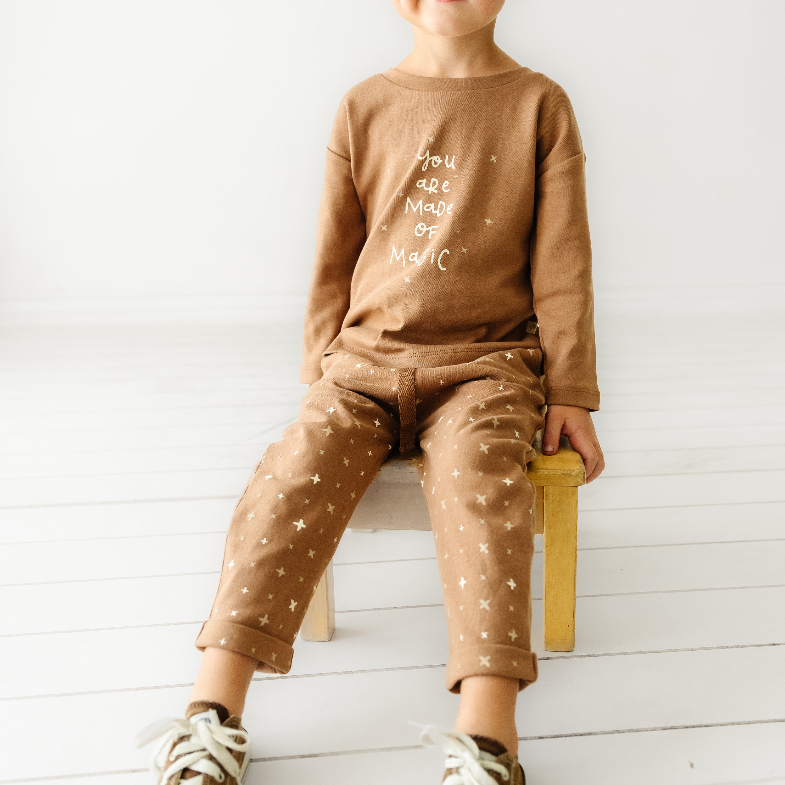 Organic Kids T-Shirt & Pant Set - Magic Tee & Pant Set Makemake Organics   