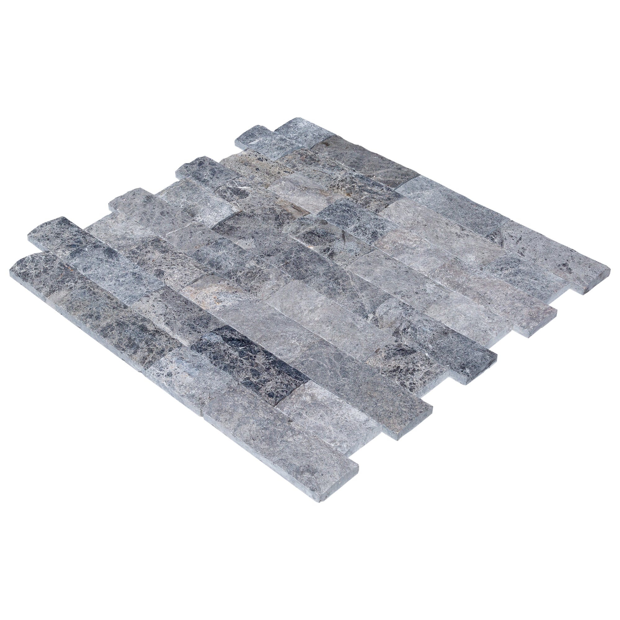 Tundra Gray 4"xFree Length Split-face Natural Marble Wall Tile - Belair Collection