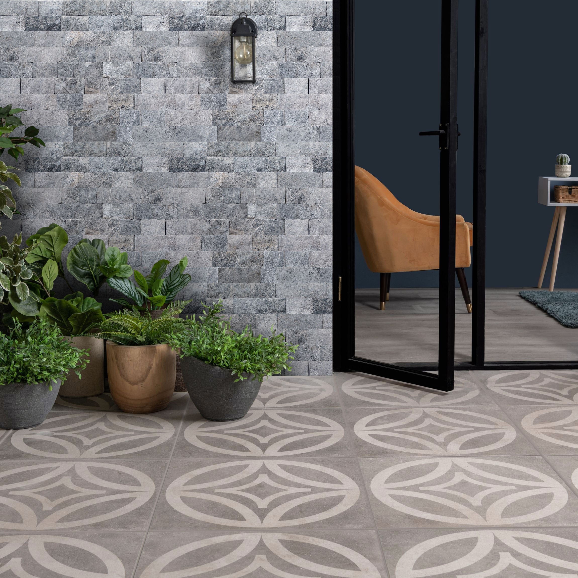 Tundra Gray 4"xFree Length Split-face Natural Marble Wall Tile - Belair Collection