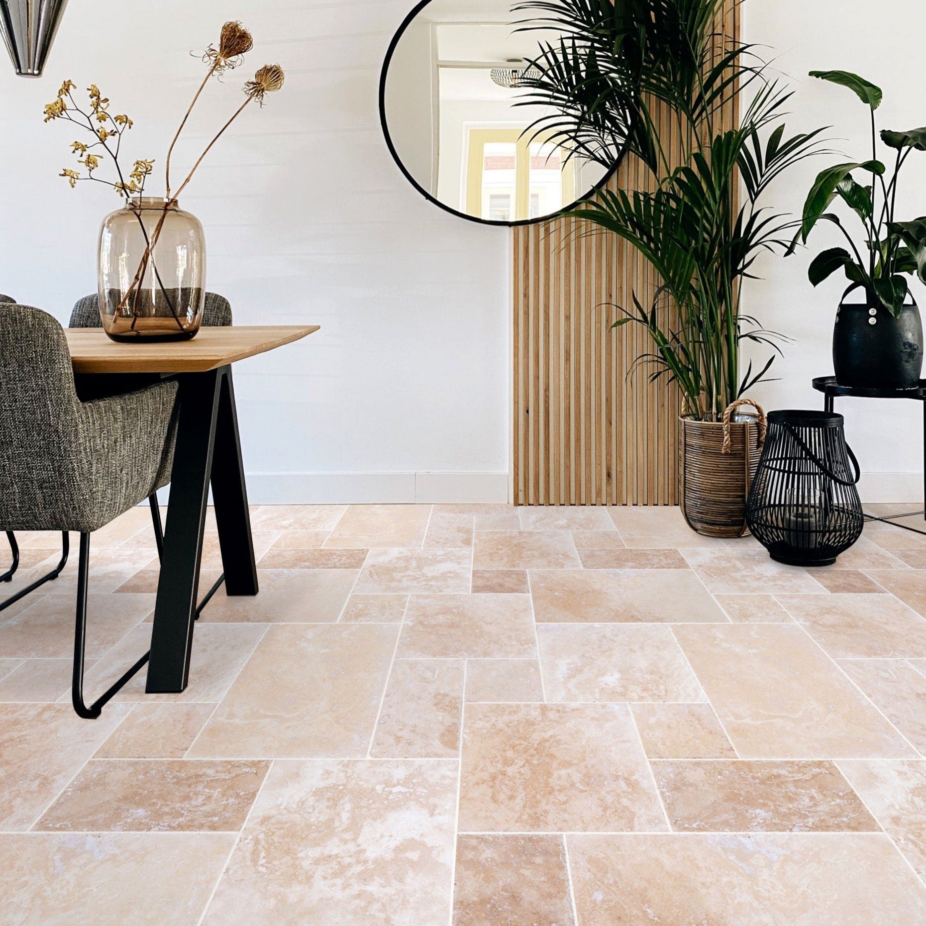 Tuscany Beige Travertine Tiles 4 sized Pattern Brushed and Chiseled