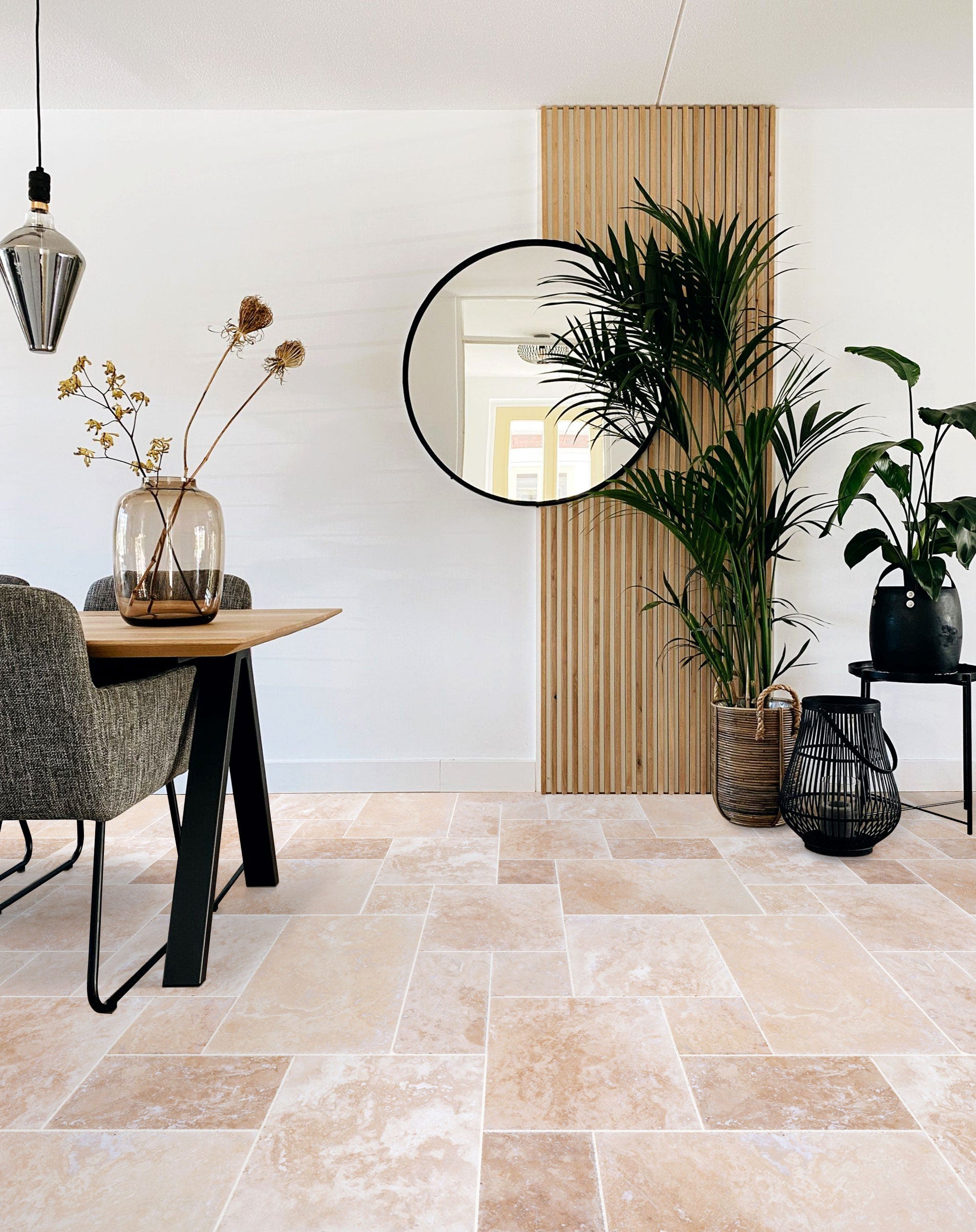 Tuscany Beige Travertine Tiles 4 sized Pattern Brushed and Chiseled - Belair Collection