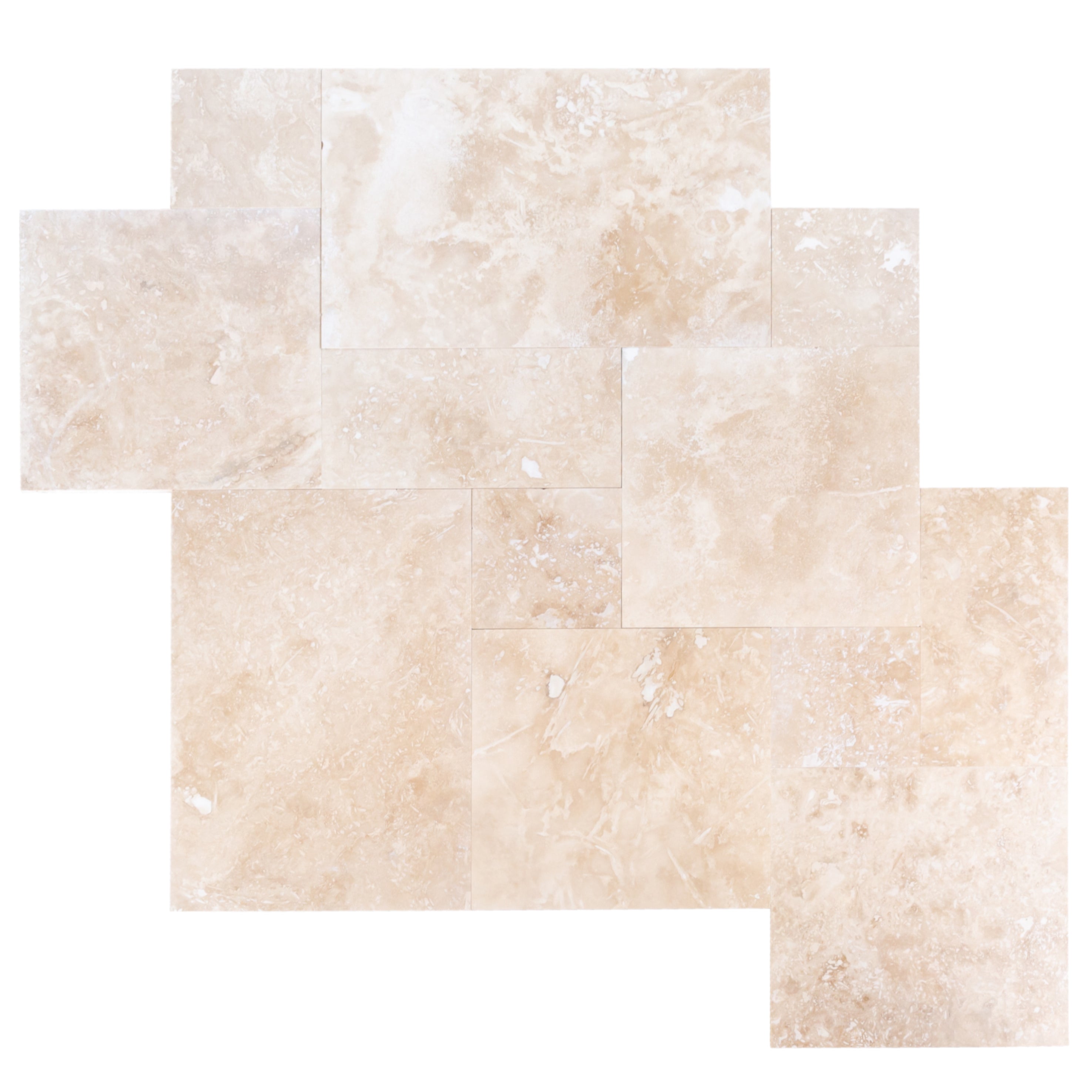 Tuscany Beige Travertine Tiles 4 sized Pattern Honed and Filled - Belair Collection