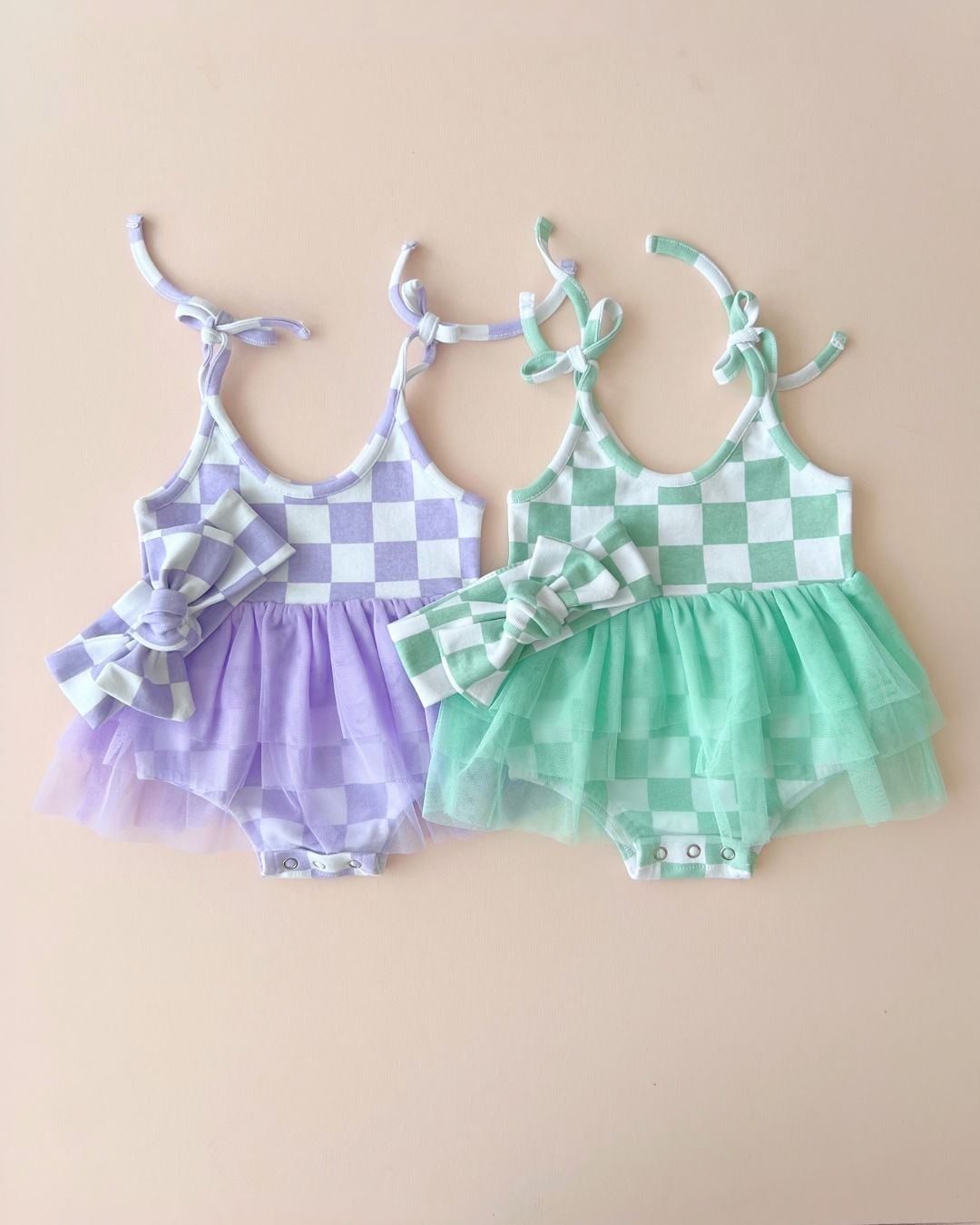 Tutu Romper | Checkered Mint