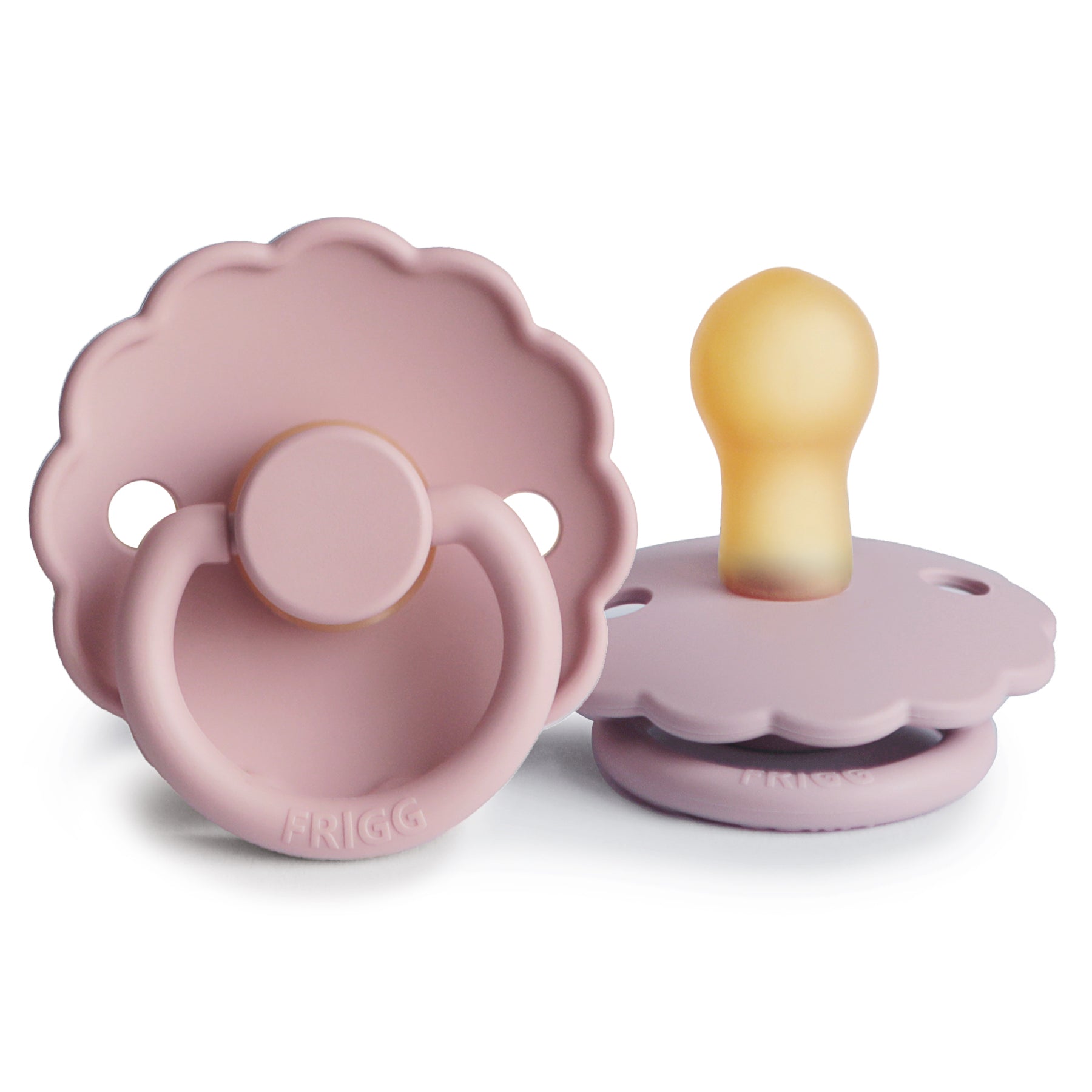 FRIGG Daisy Natural Rubber Pacifier 2-Pack FRIGG PACIFIERS Mushie Baby Pink/Soft Lilac 0-6 months 