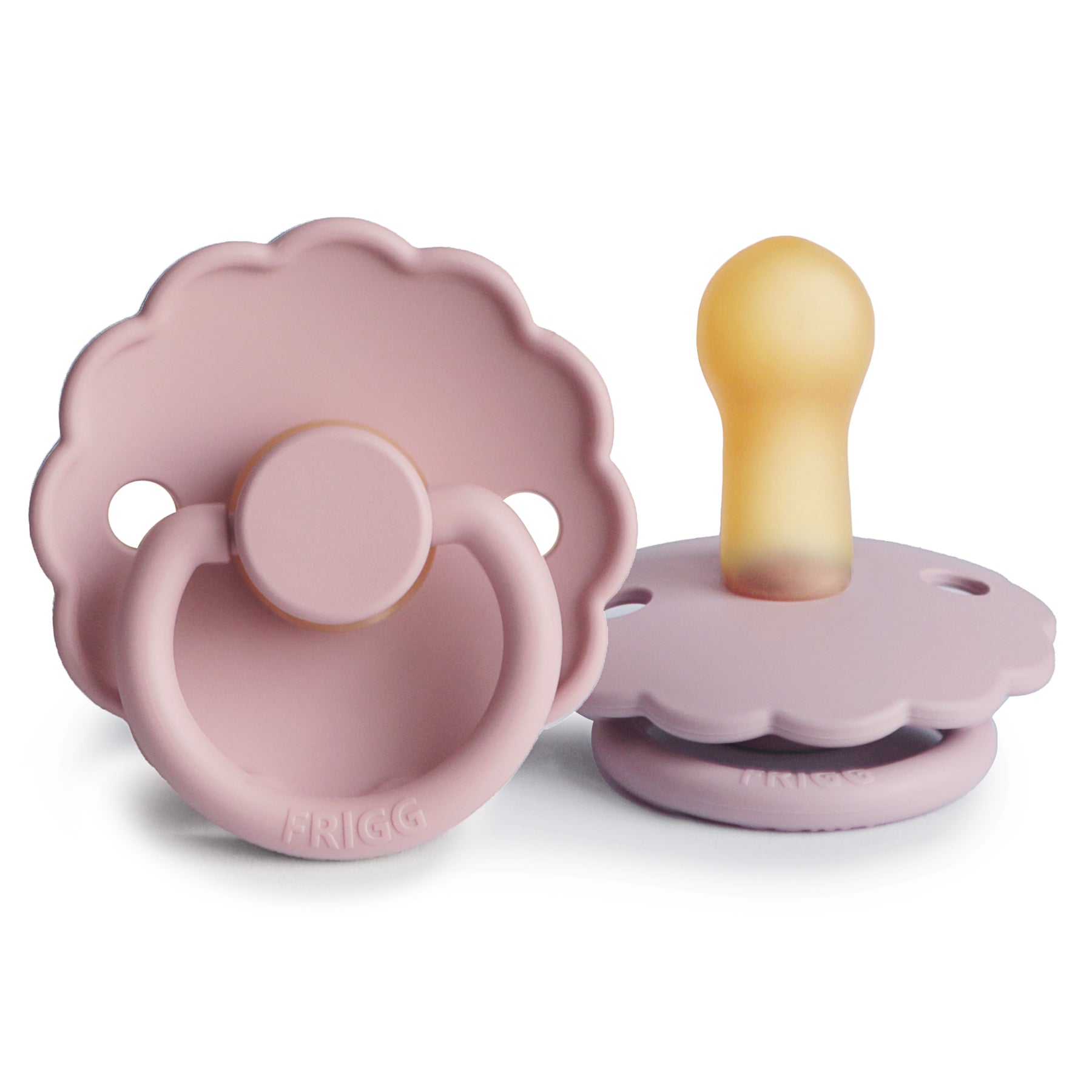 FRIGG Daisy Natural Rubber Pacifier 2-Pack FRIGG PACIFIERS Mushie Baby Pink/Soft Lilac 6-18 months 