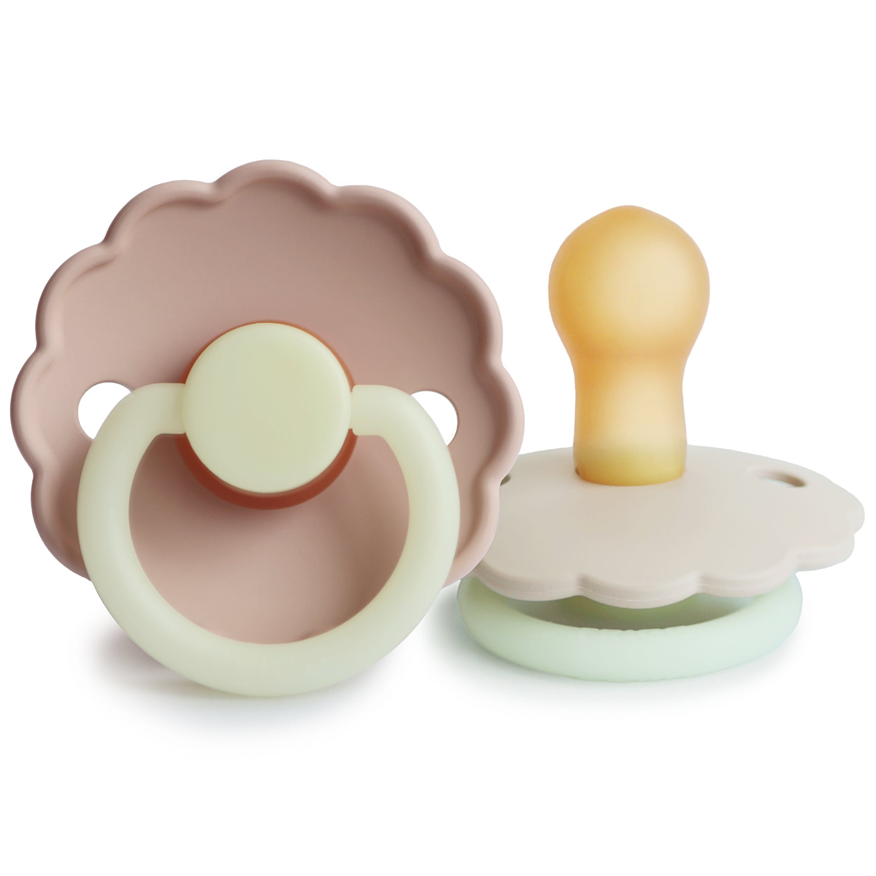 FRIGG Daisy Night Natural Rubber Pacifier 2-Pack FRIGG PACIFIERS Mushie Blush/Cream 0-6 months 